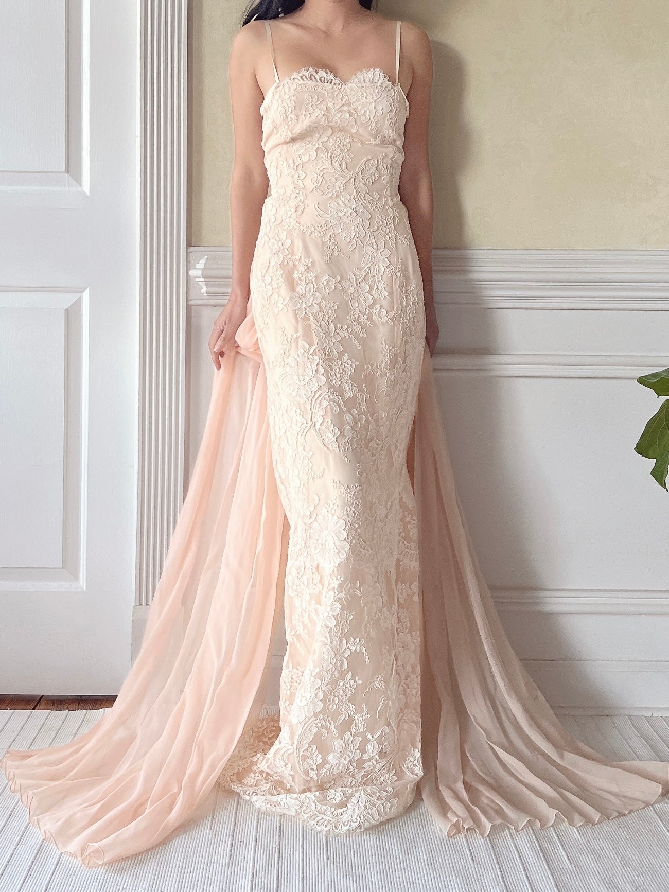 Vintage Peggy Jennings Silk and Lace Gown - S