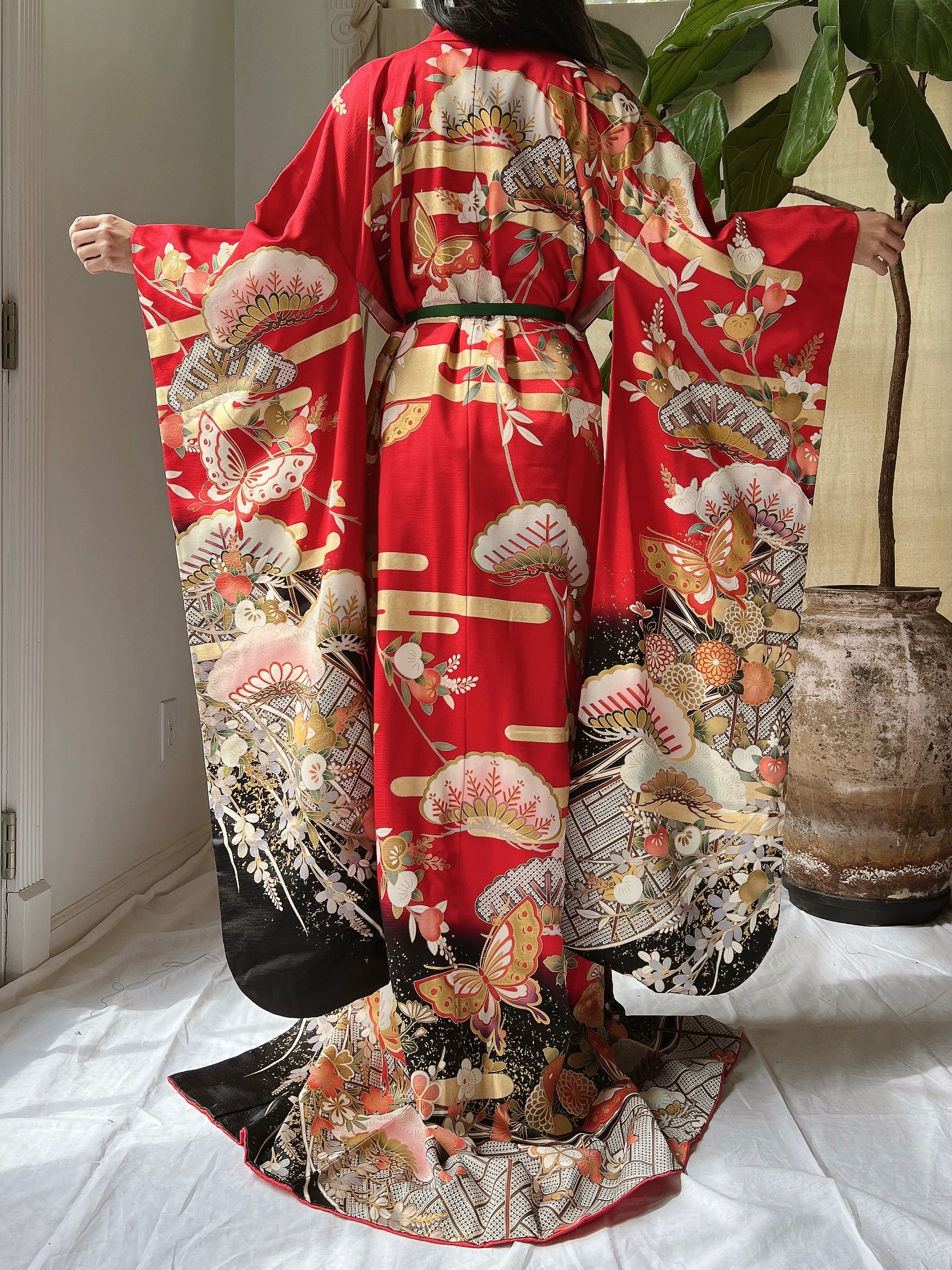 Vintage Red Silk Butter Kimono - OSFM