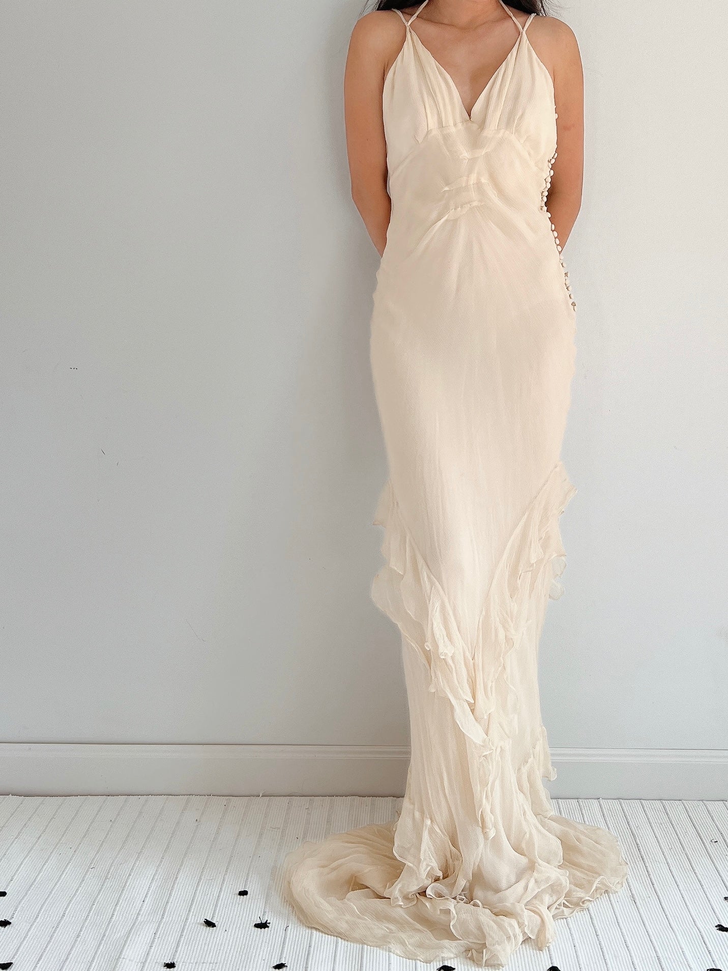 J. Mendel Silk Bias Cut Dress - S