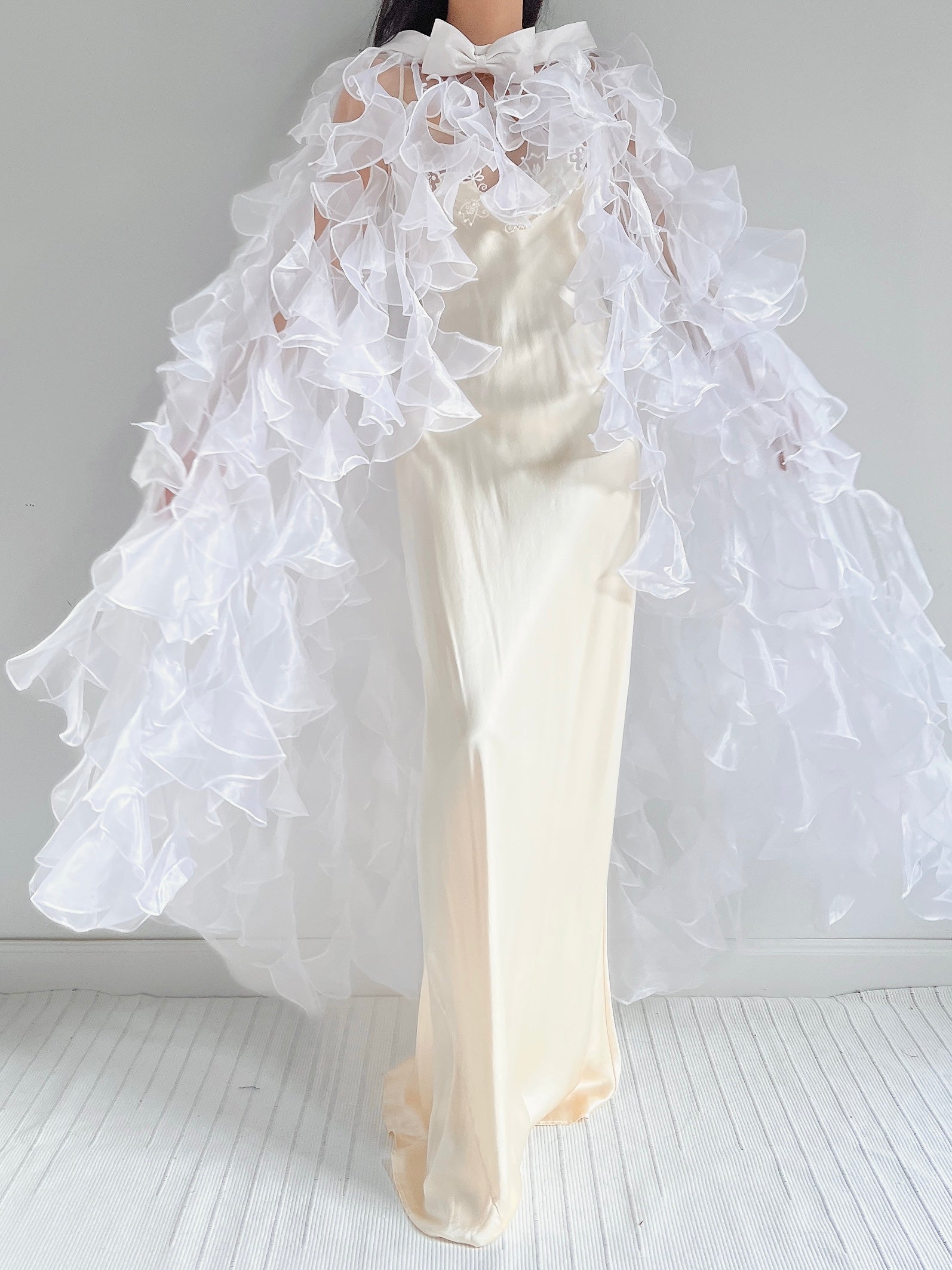 Y2K White Sheer Cape - OSFM