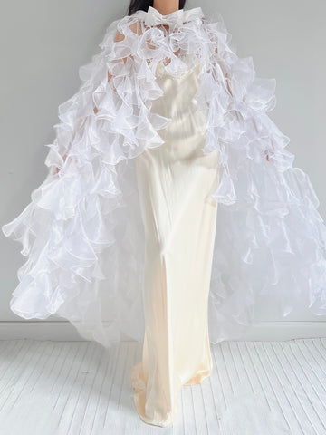 Y2K White Sheer Cape - OSFM