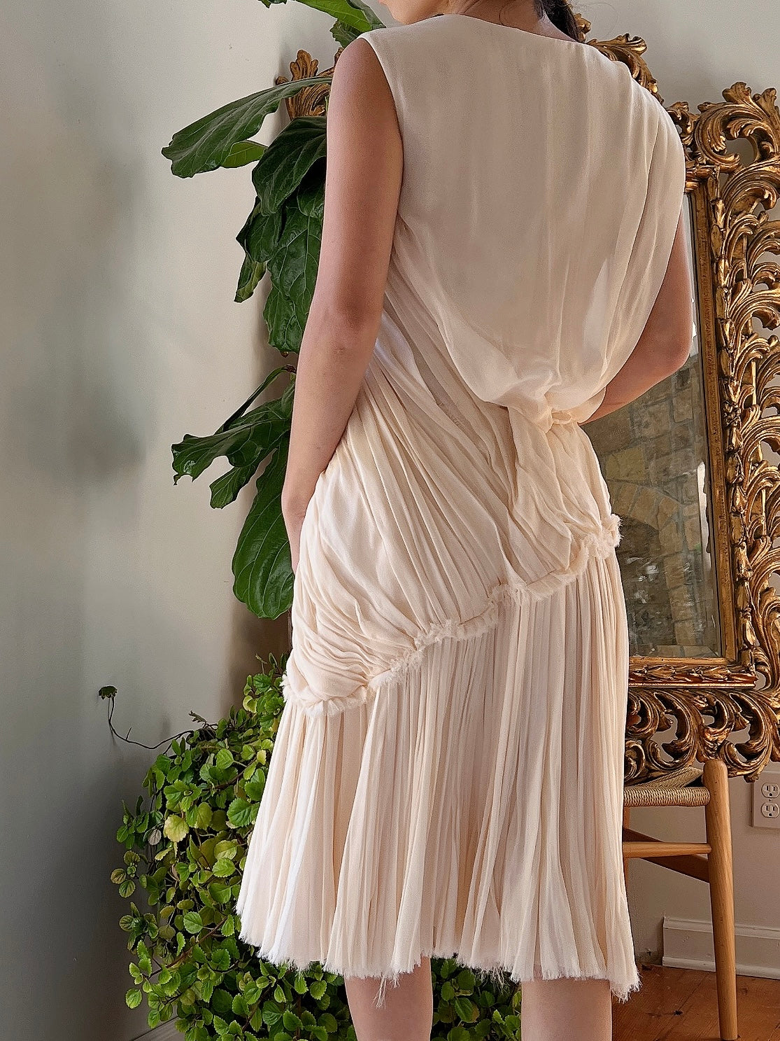 J. Mendel Silk Pleated Dress - M