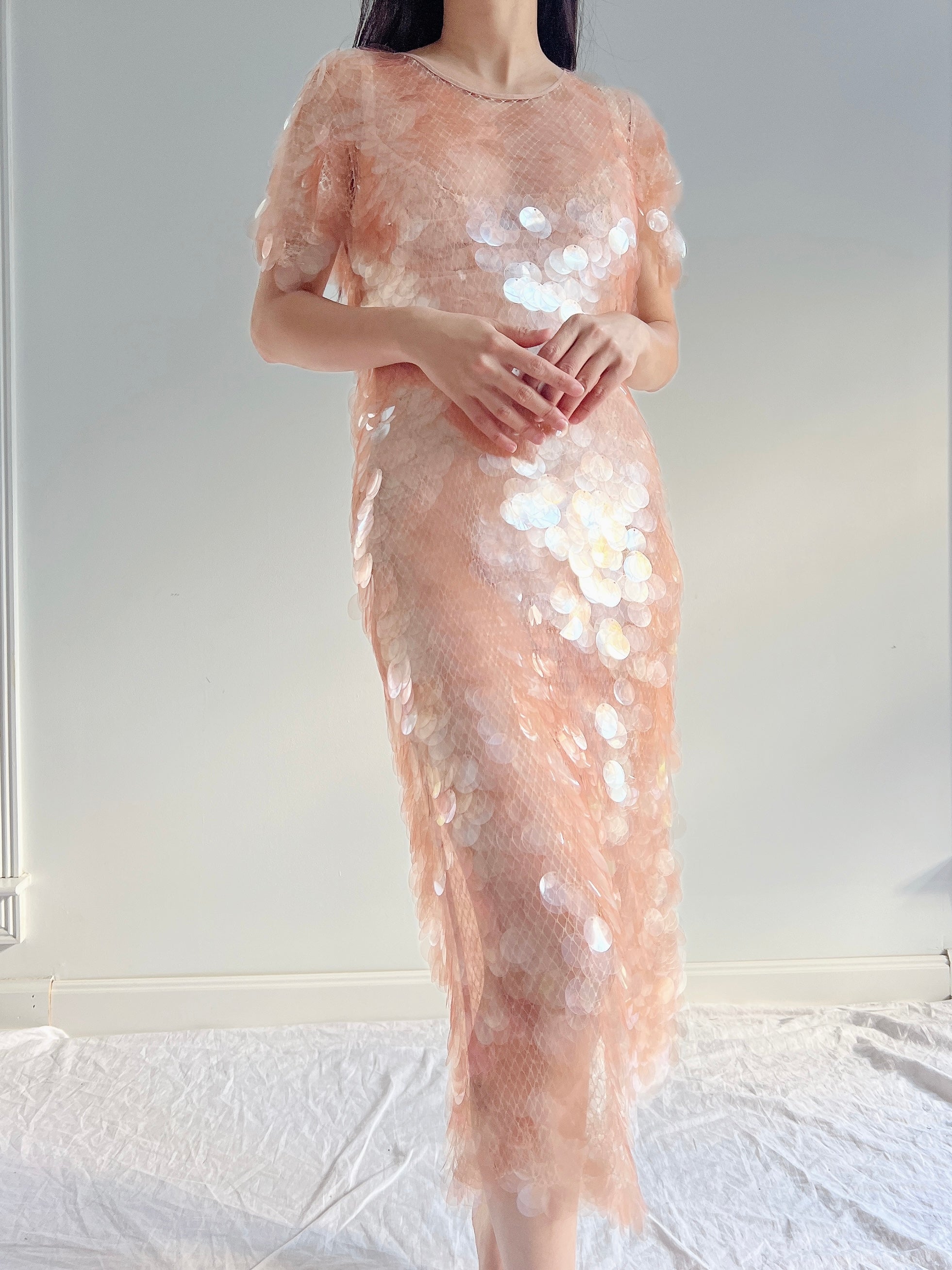 GIVENCHY Peach Paillette Dress - S-M