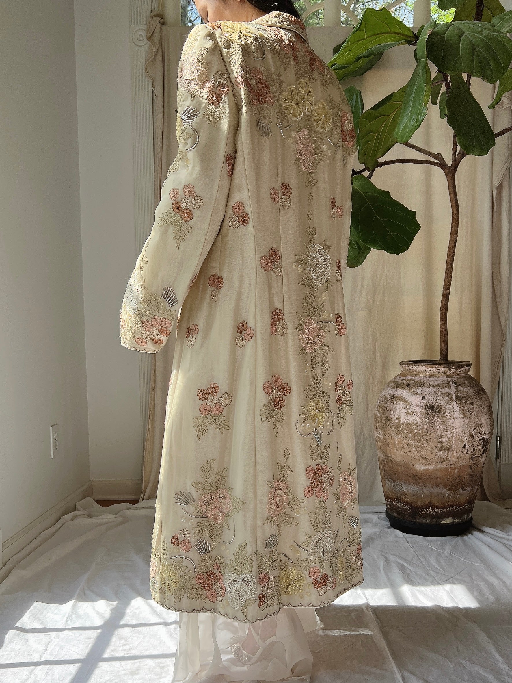 Vintage Eavis and Brown Silk Embroidered Jacket - M