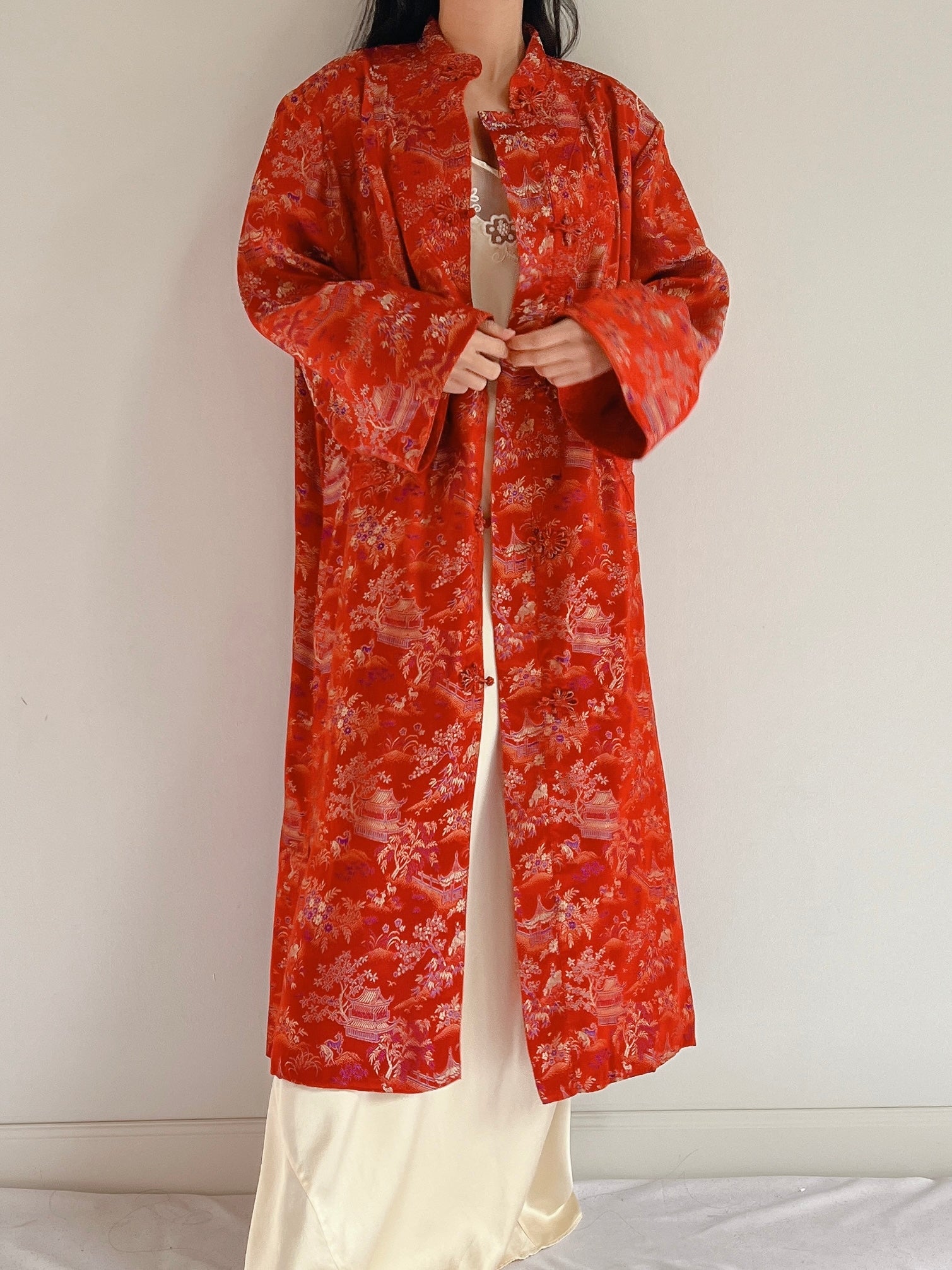 1960s Red Brocade Duster - M