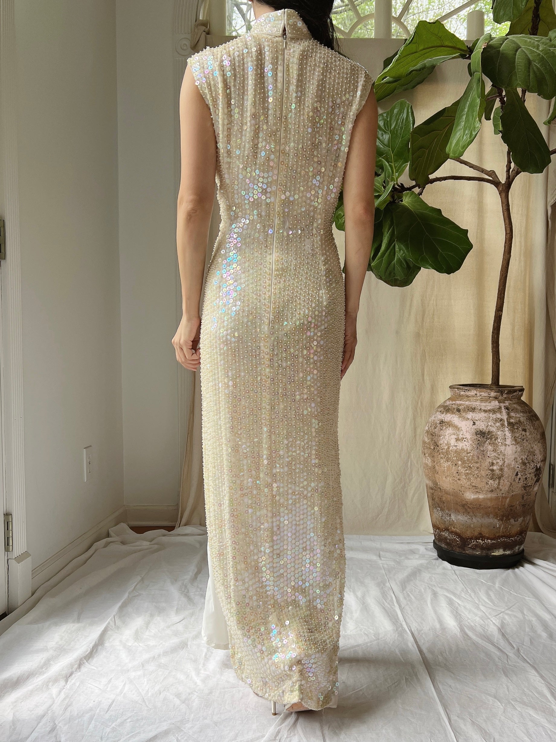1960s Silk Sequins Qipao - M