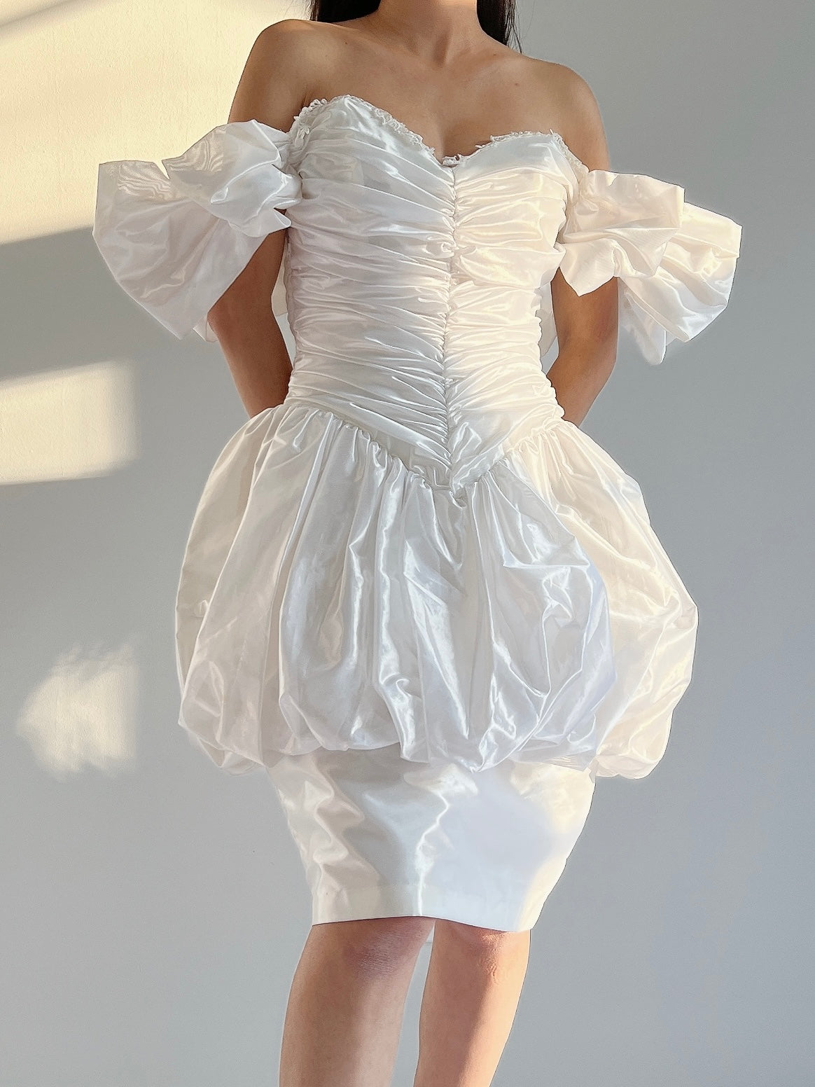 Vintage Puff Sleeve Pearlescent Dress - XS