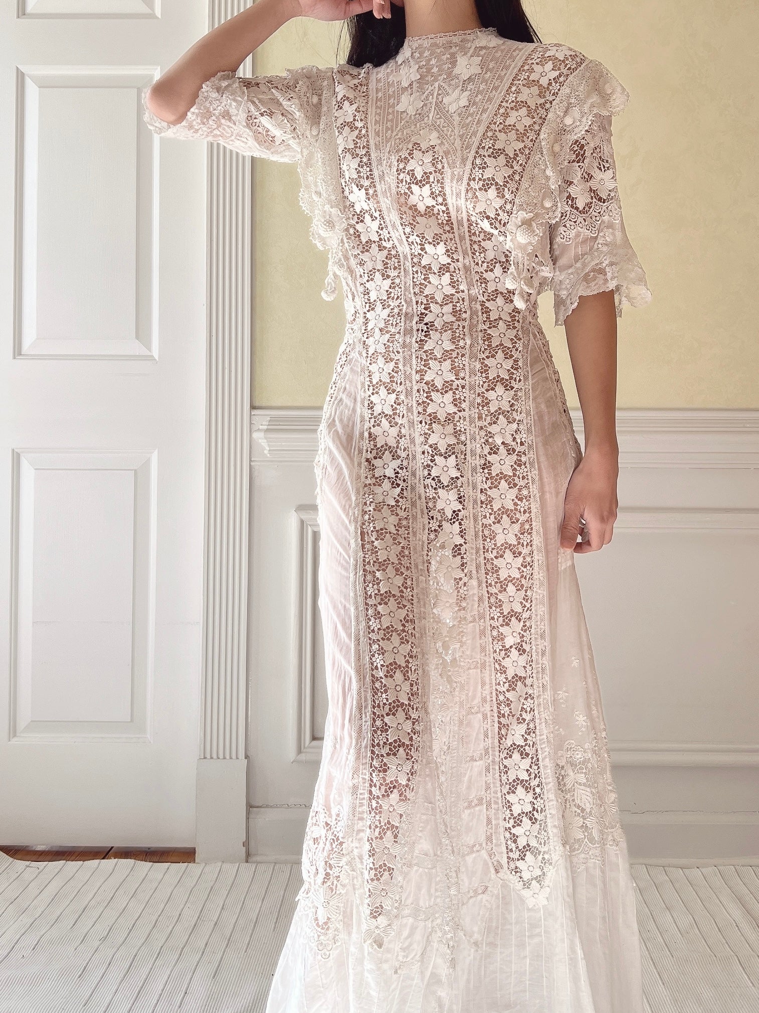Antique Silk/Cotton Batiste Dress - S
