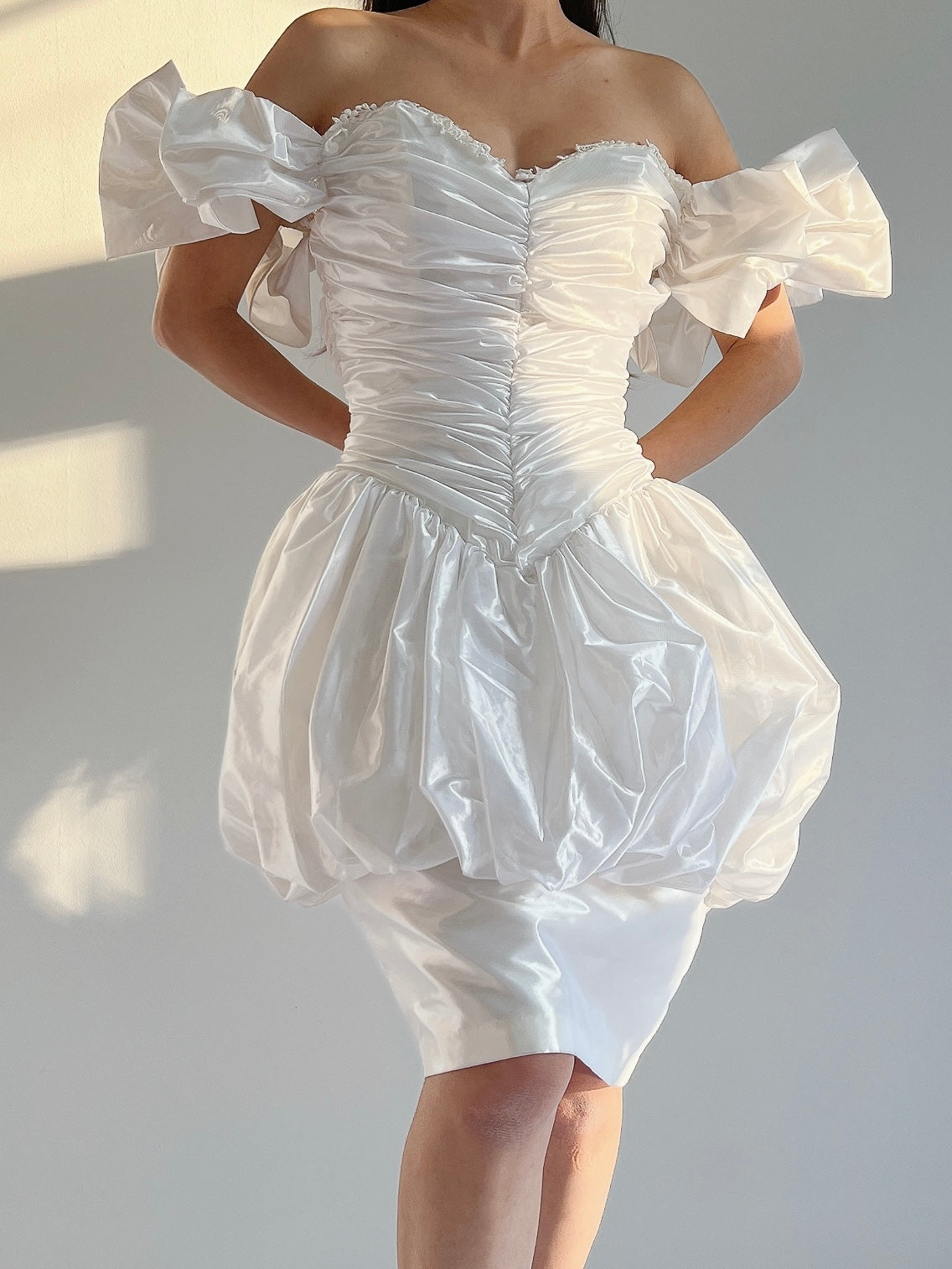 Vintage Puff Sleeve Pearlescent Dress - XS