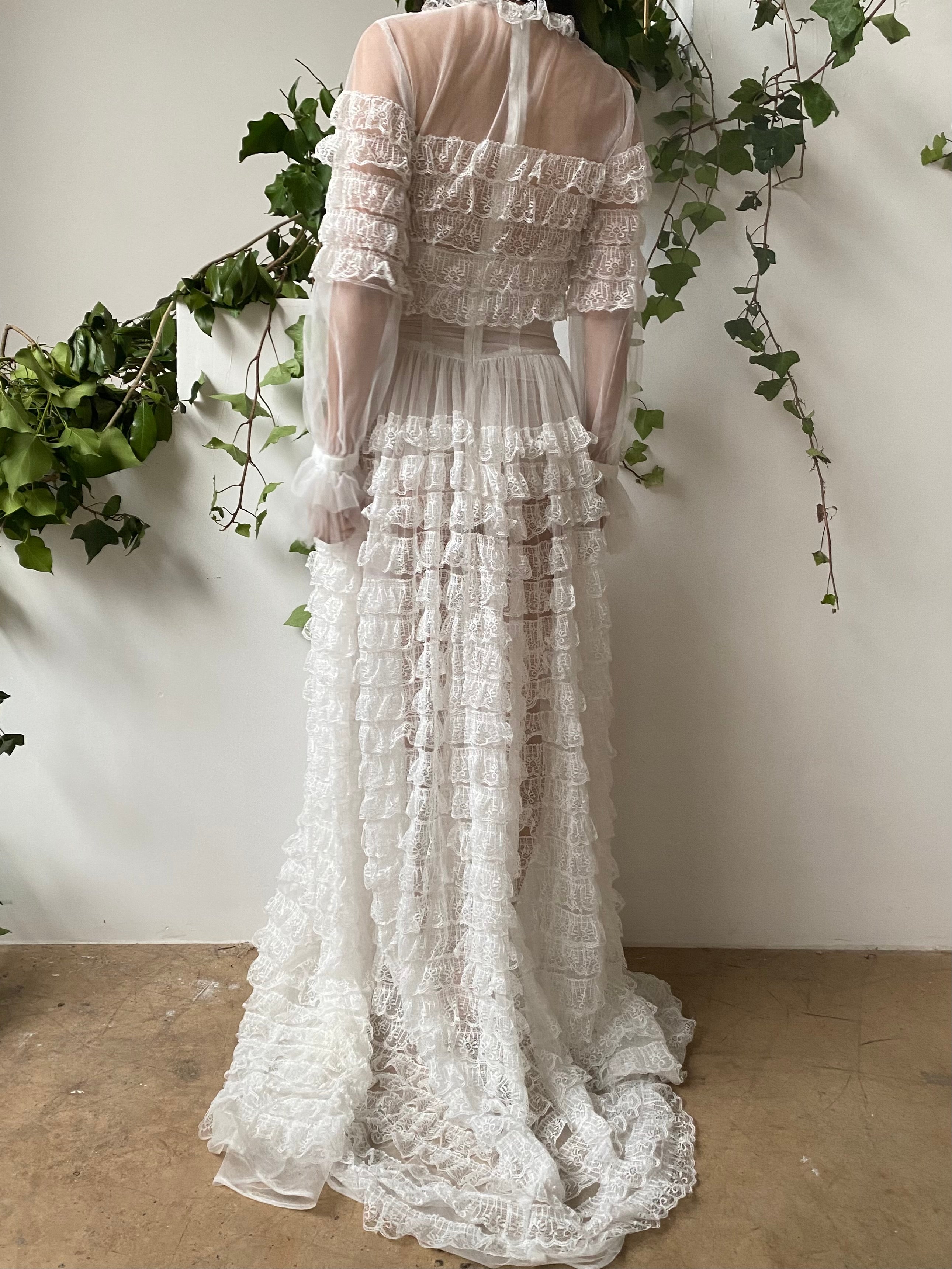 Ruffle Sheer Sheer Dress -  S/M