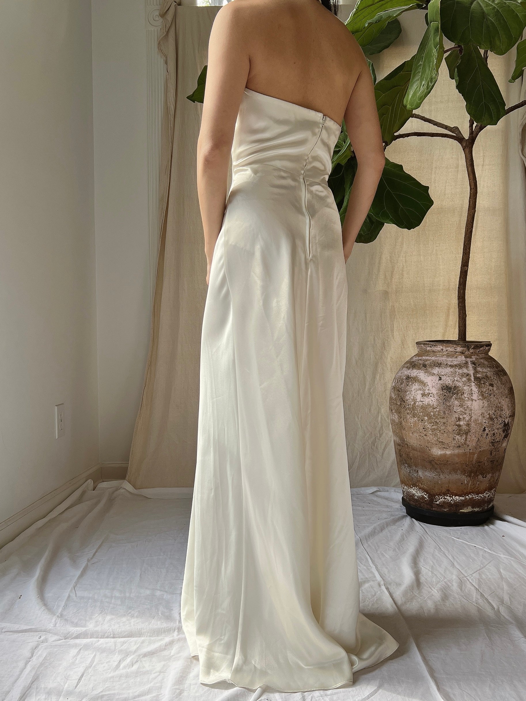 Vintage Satin Draped Gown - S/M