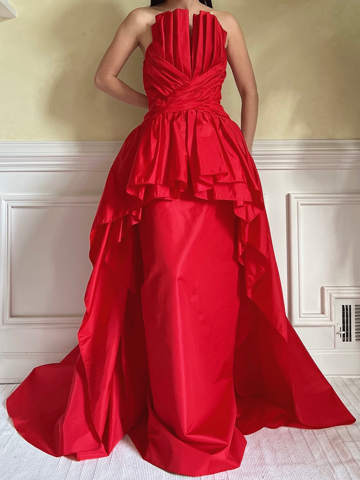 Rare Vintage Victor Costa Pleated Bust Gown - S/6