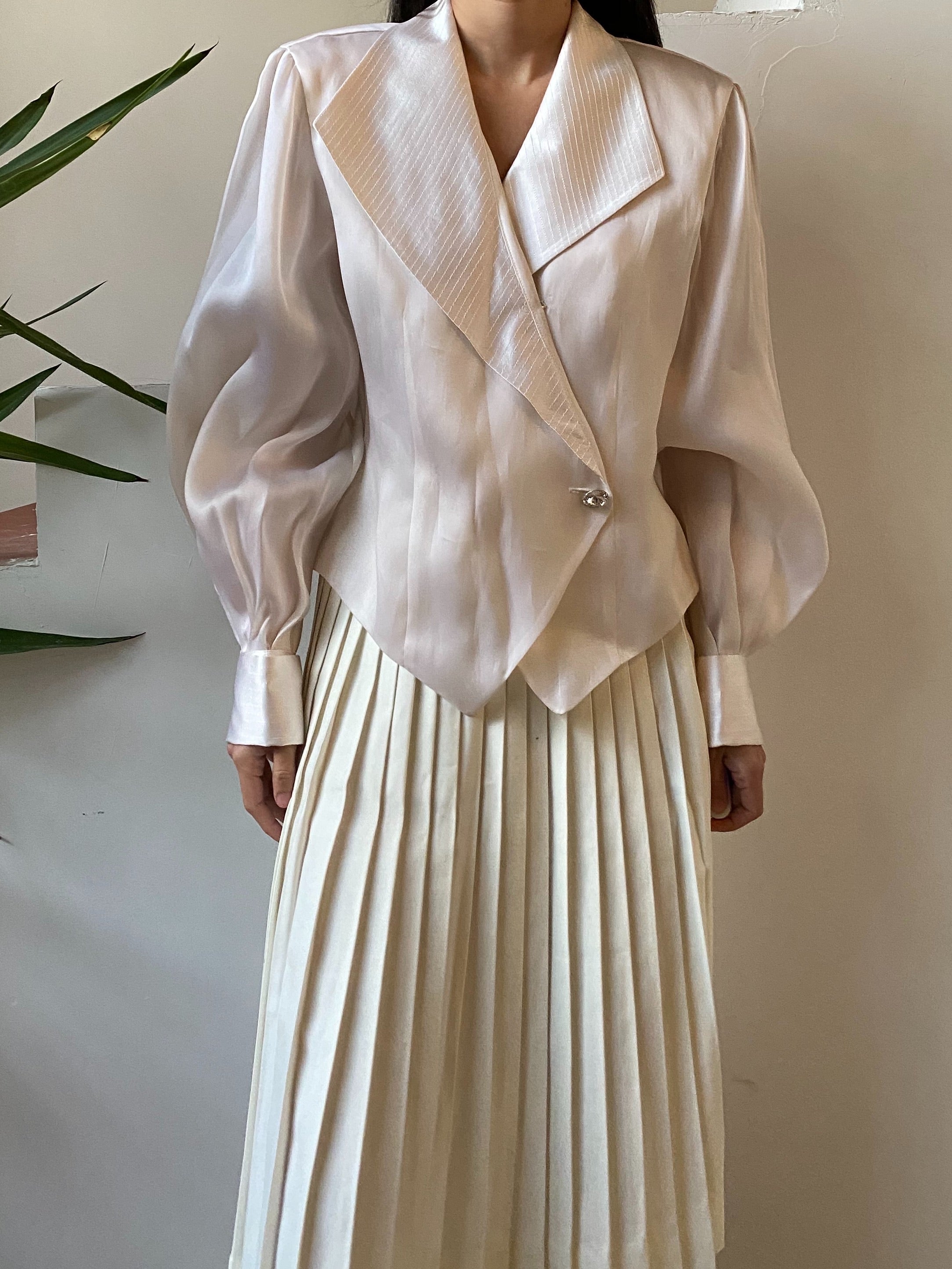 1980s Silk Organza Blazer Top - S/M