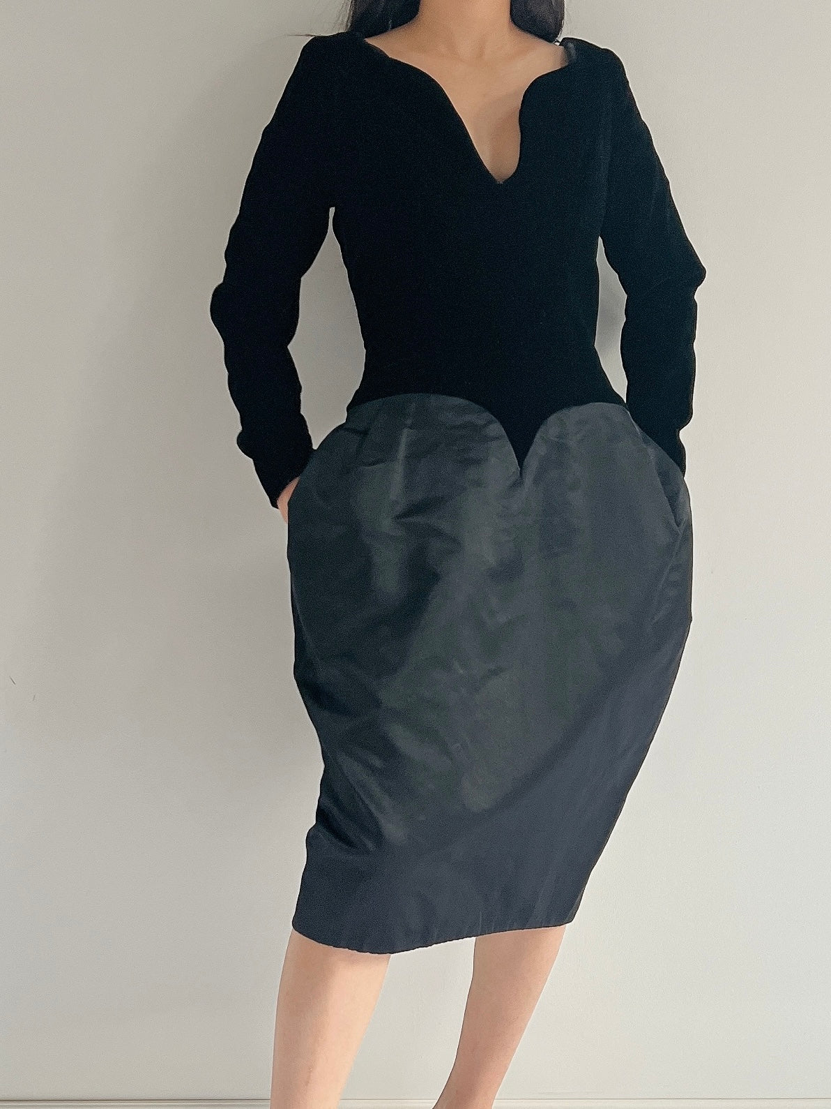 Vintage Victor Costa Velvet and Silk Satin Dress - S
