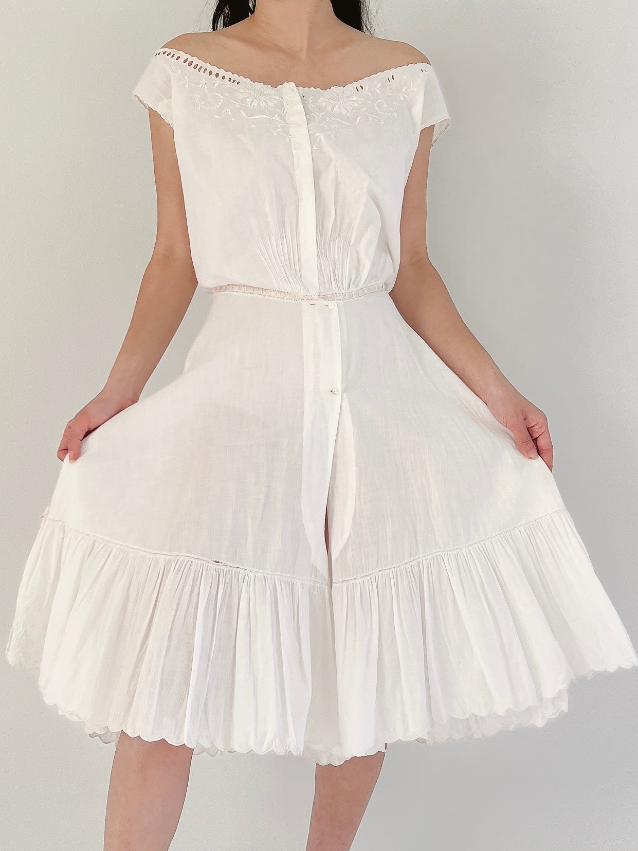Antique Cotton Camisole Step-In - XS