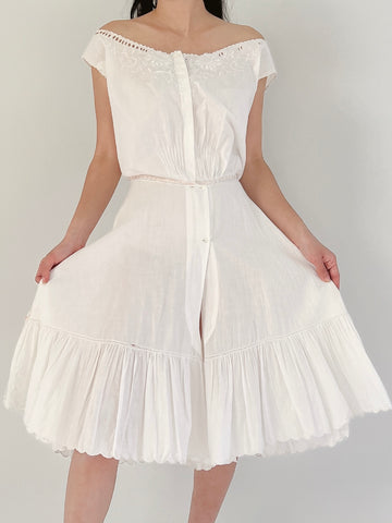 Antique Cotton Camisole Step-In - XS