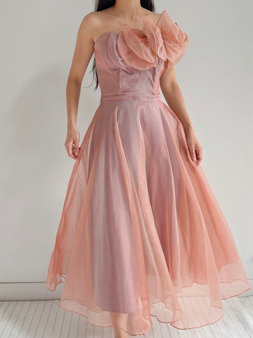 1950s Silk Organza Dress - XS