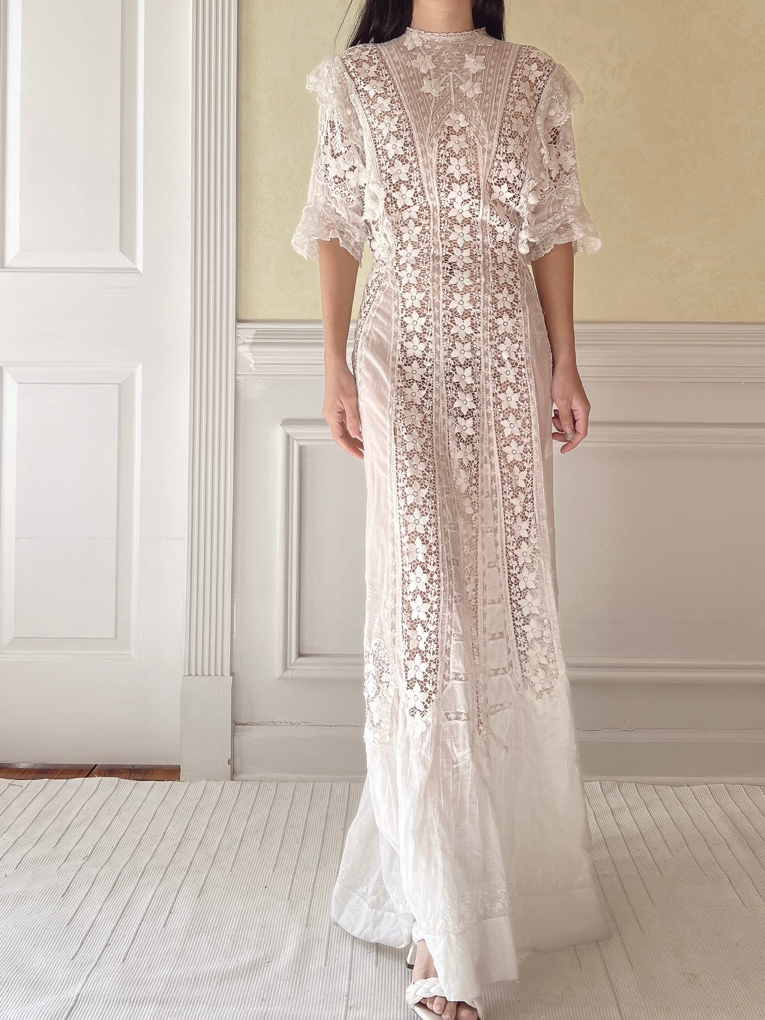 Antique Silk/Cotton Batiste Dress - S