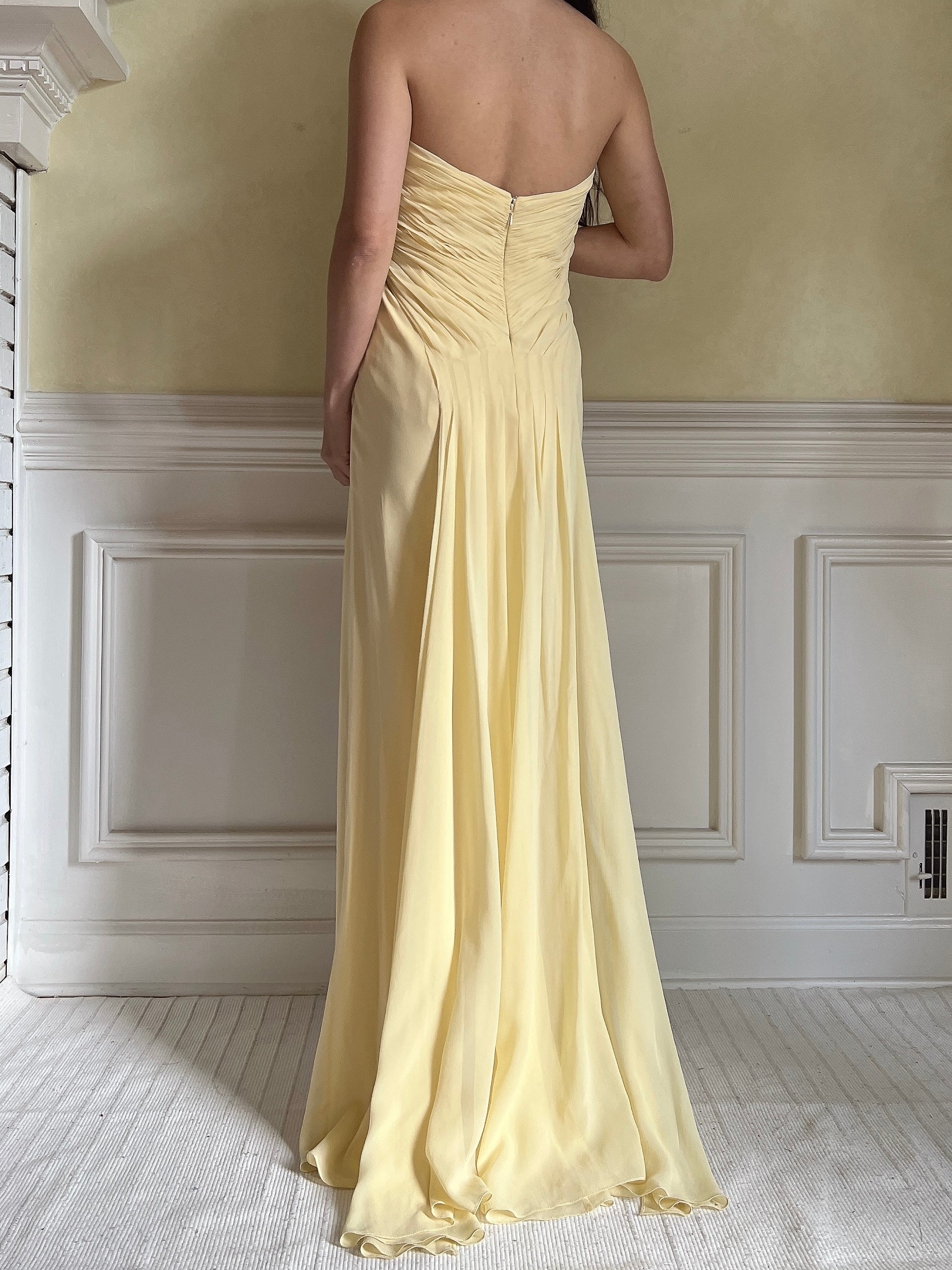 Vintage Yellow Silk Gown - S