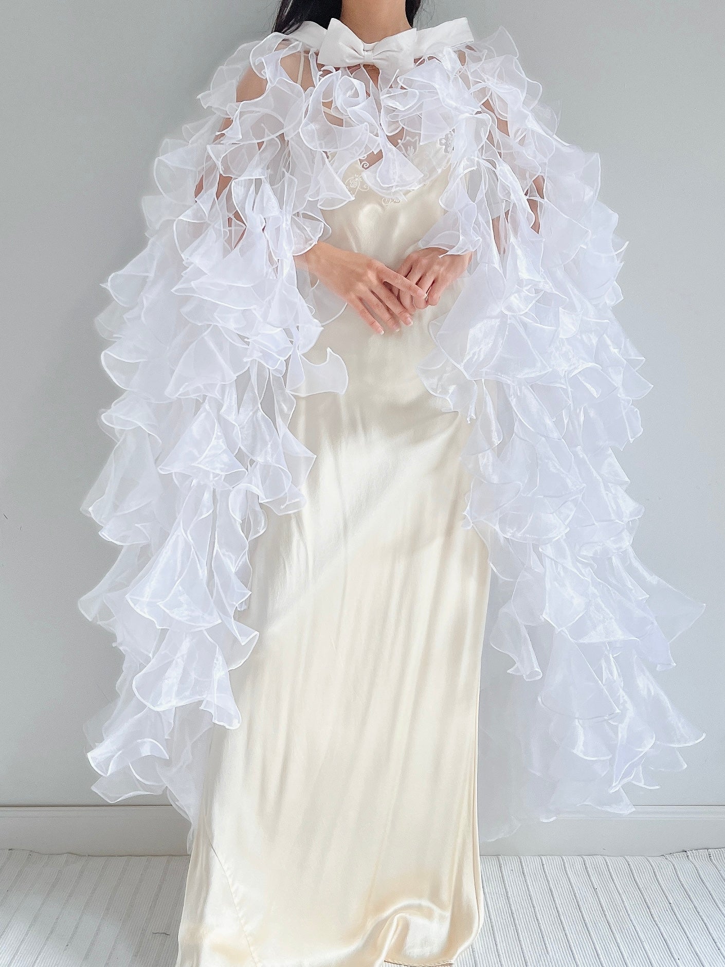 Y2K White Sheer Cape - OSFM