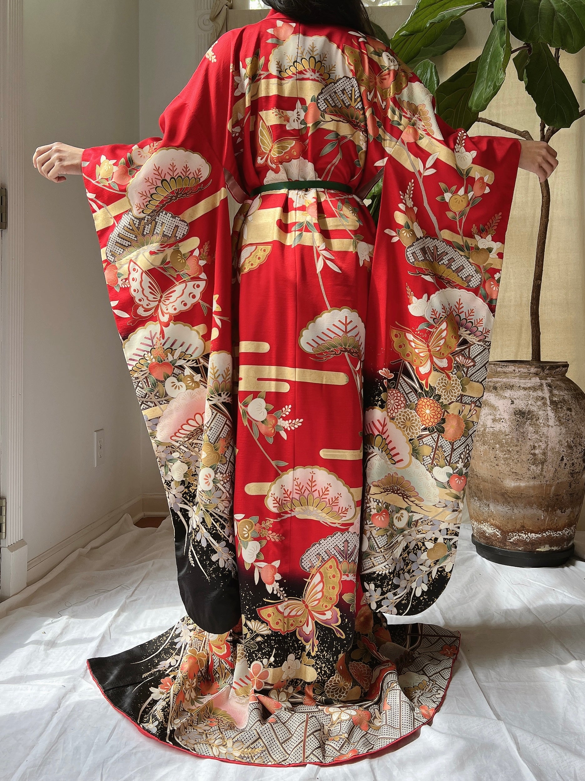 Vintage Red Silk Butter Kimono - OSFM