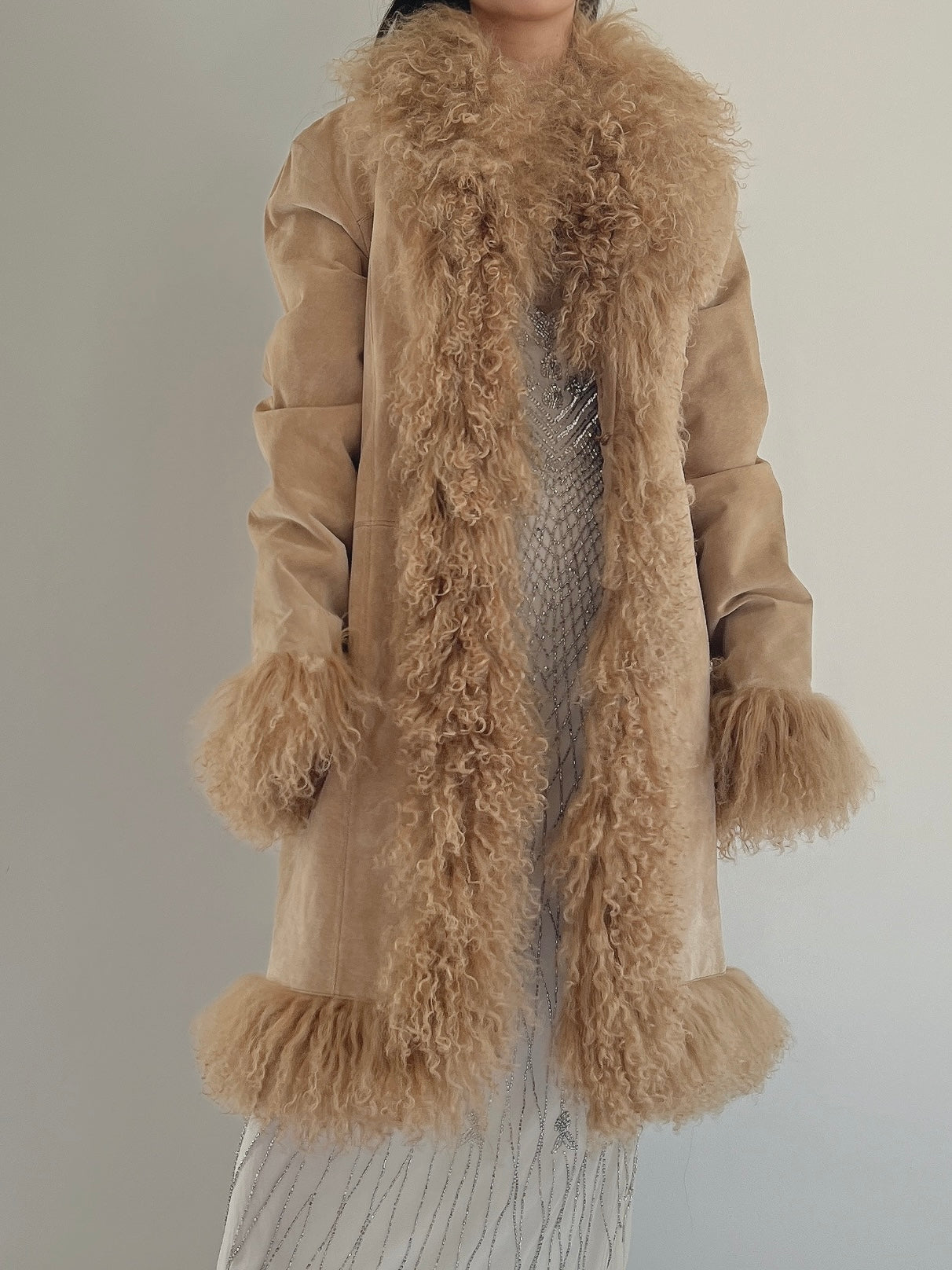 Vintage Suede and Shaggy Fur Coat - M/L