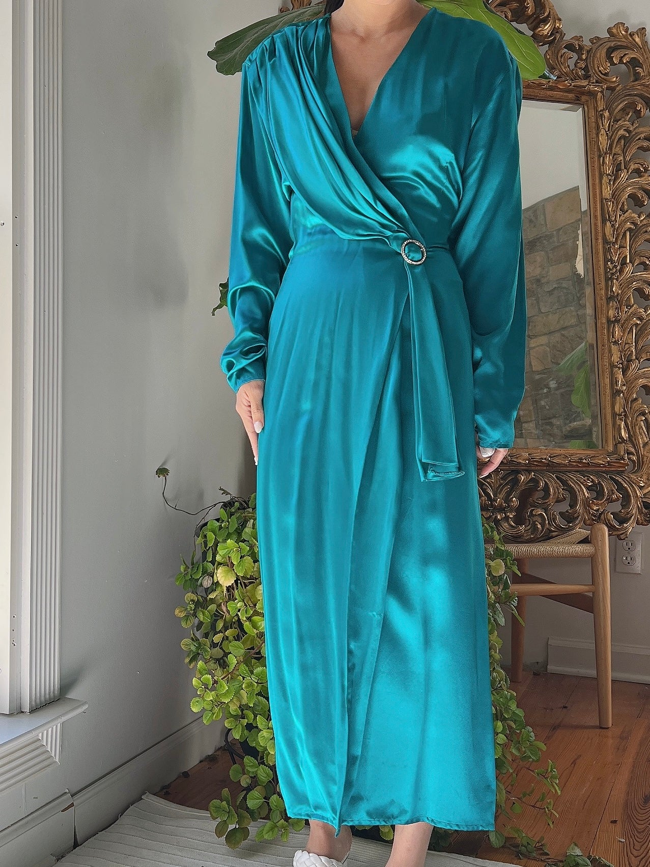 Vintage Silk Charmeuse Wrap Dress - S/M