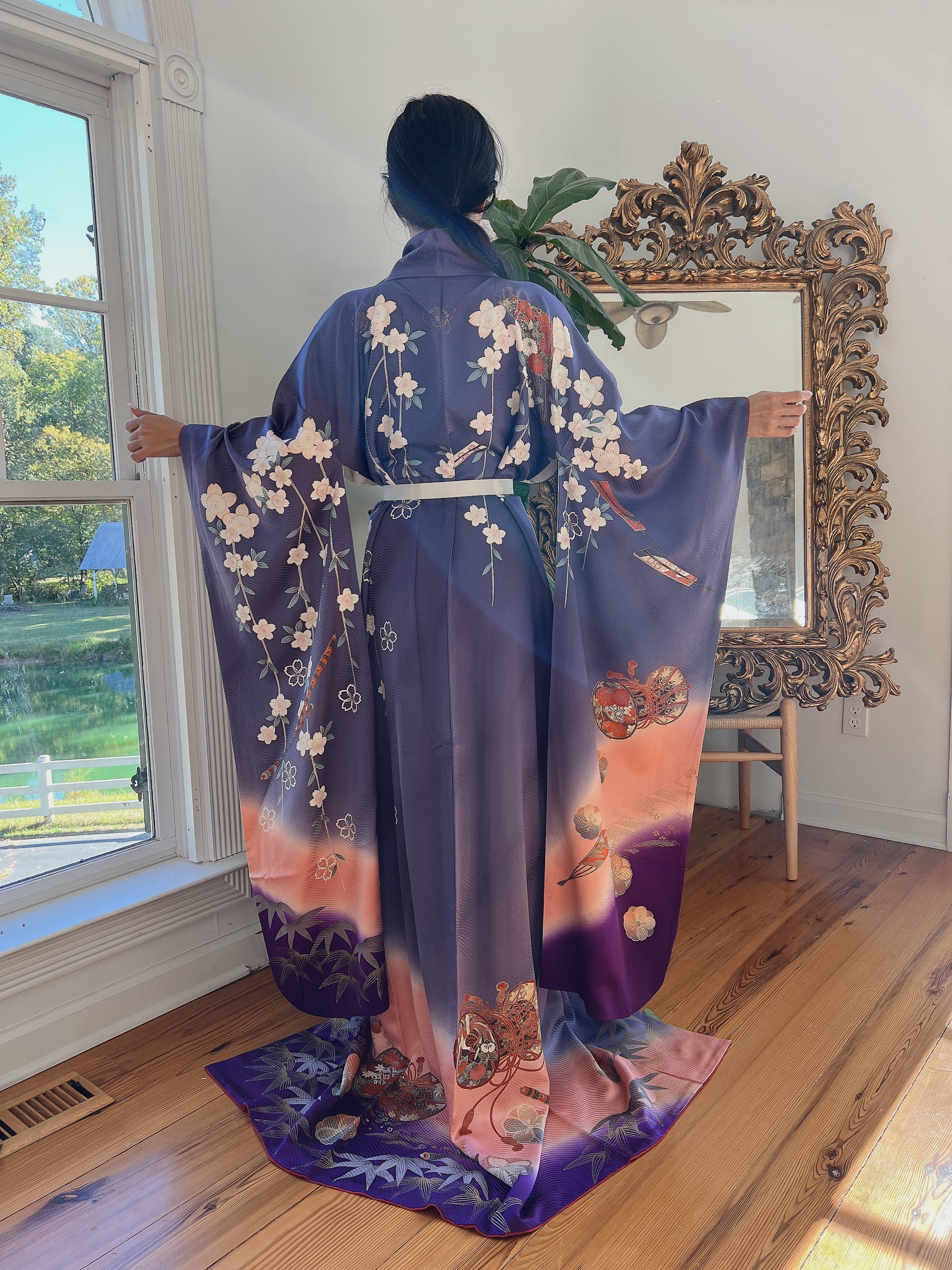 Vintage Purple Silk Kimono - OSFM