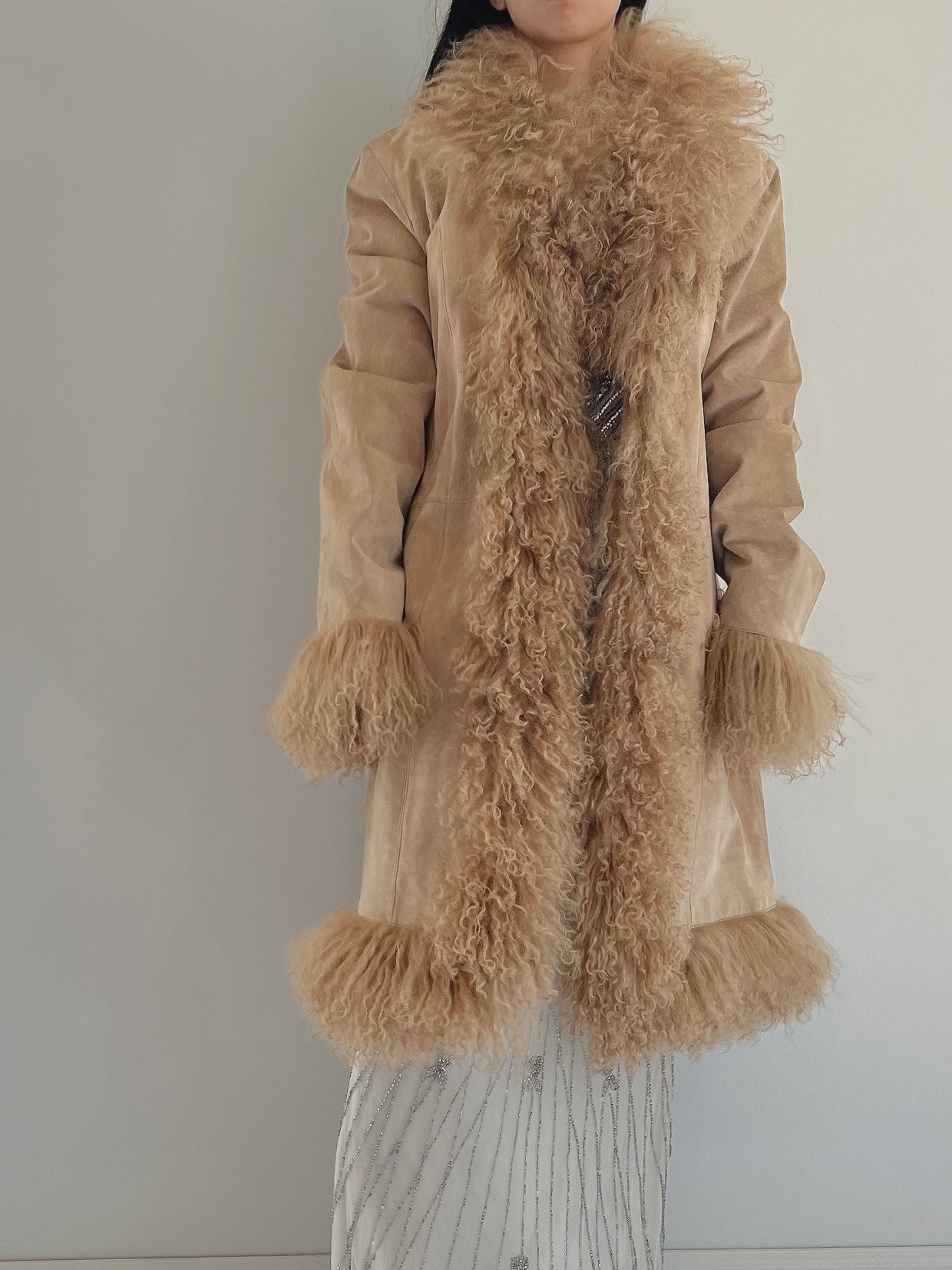 Vintage Suede and Shaggy Fur Coat - M/L