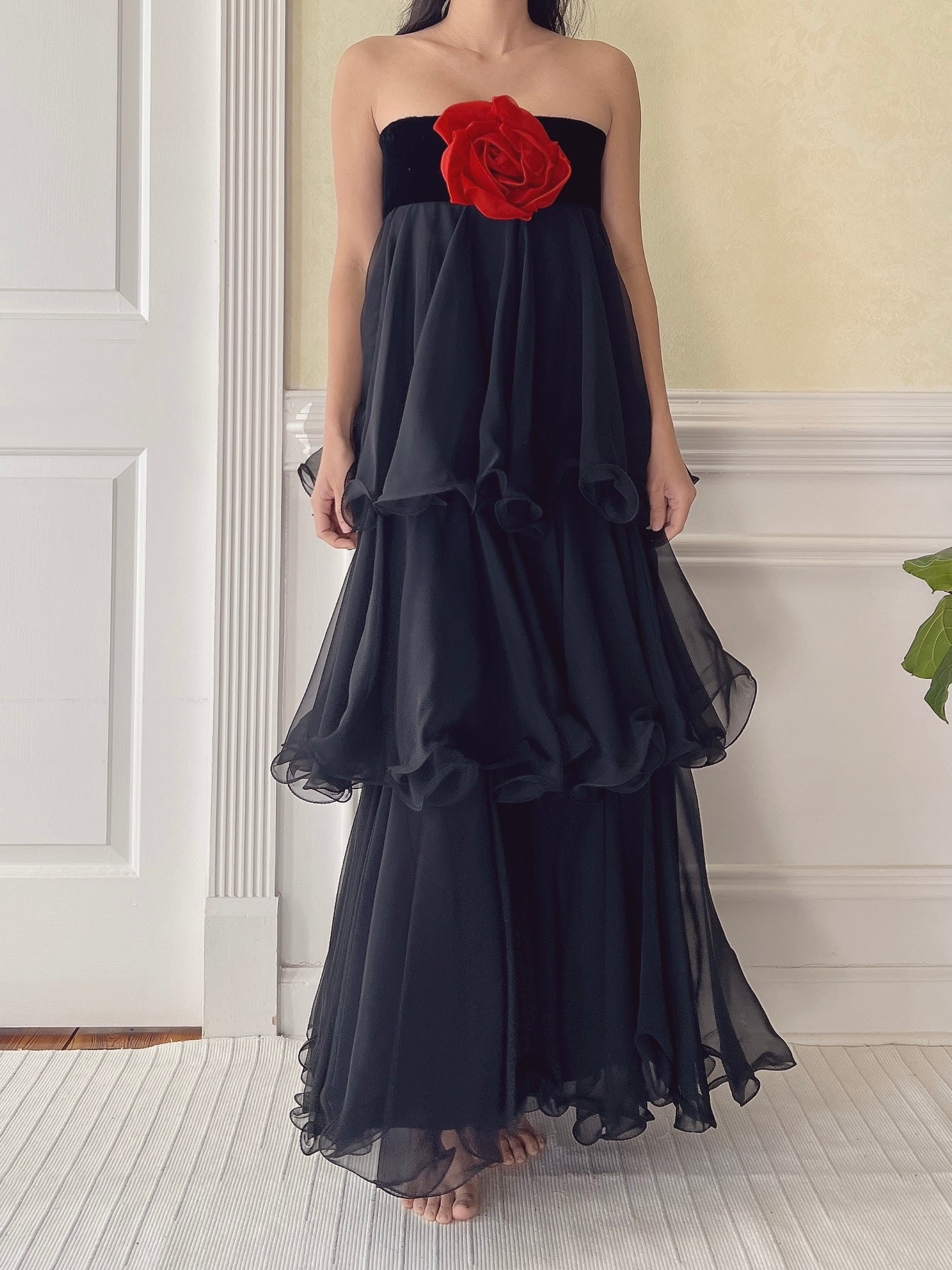 Vintage Chiffon Tiered Dress - XS
