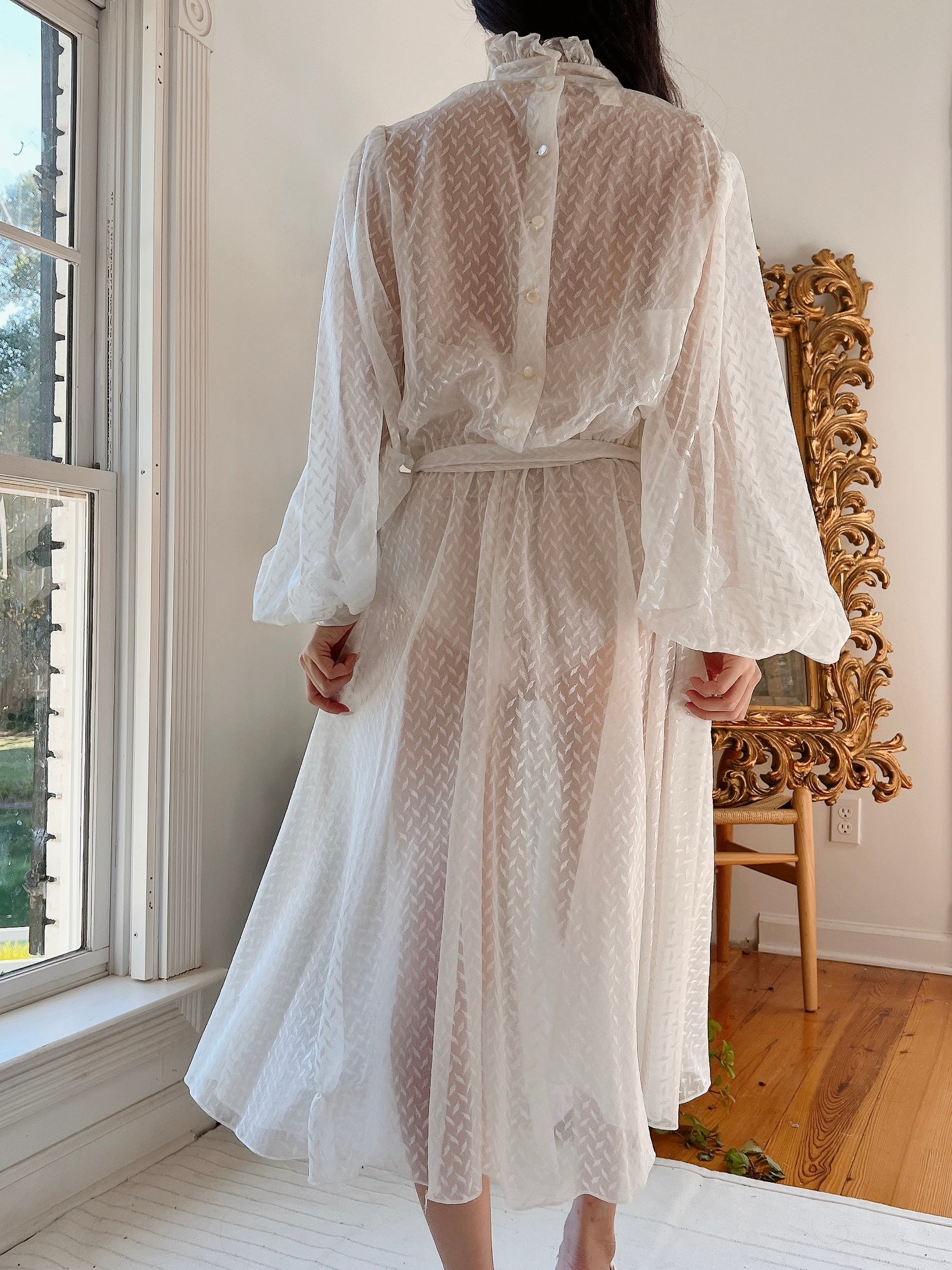 Vintage Sheer Balloon Sleeve Dress - S-M
