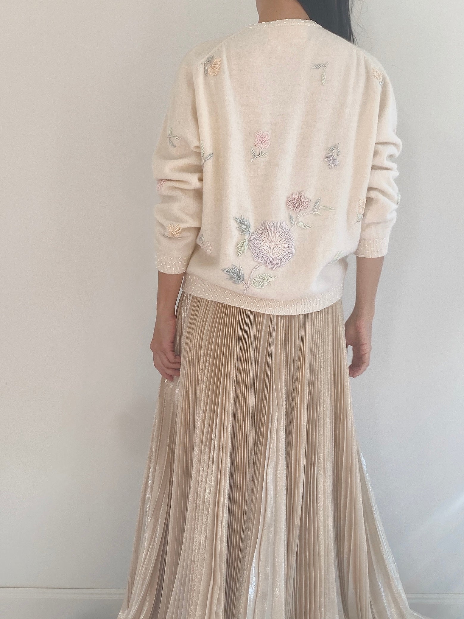 Vintage Angora Beaded Cardigan - S/M