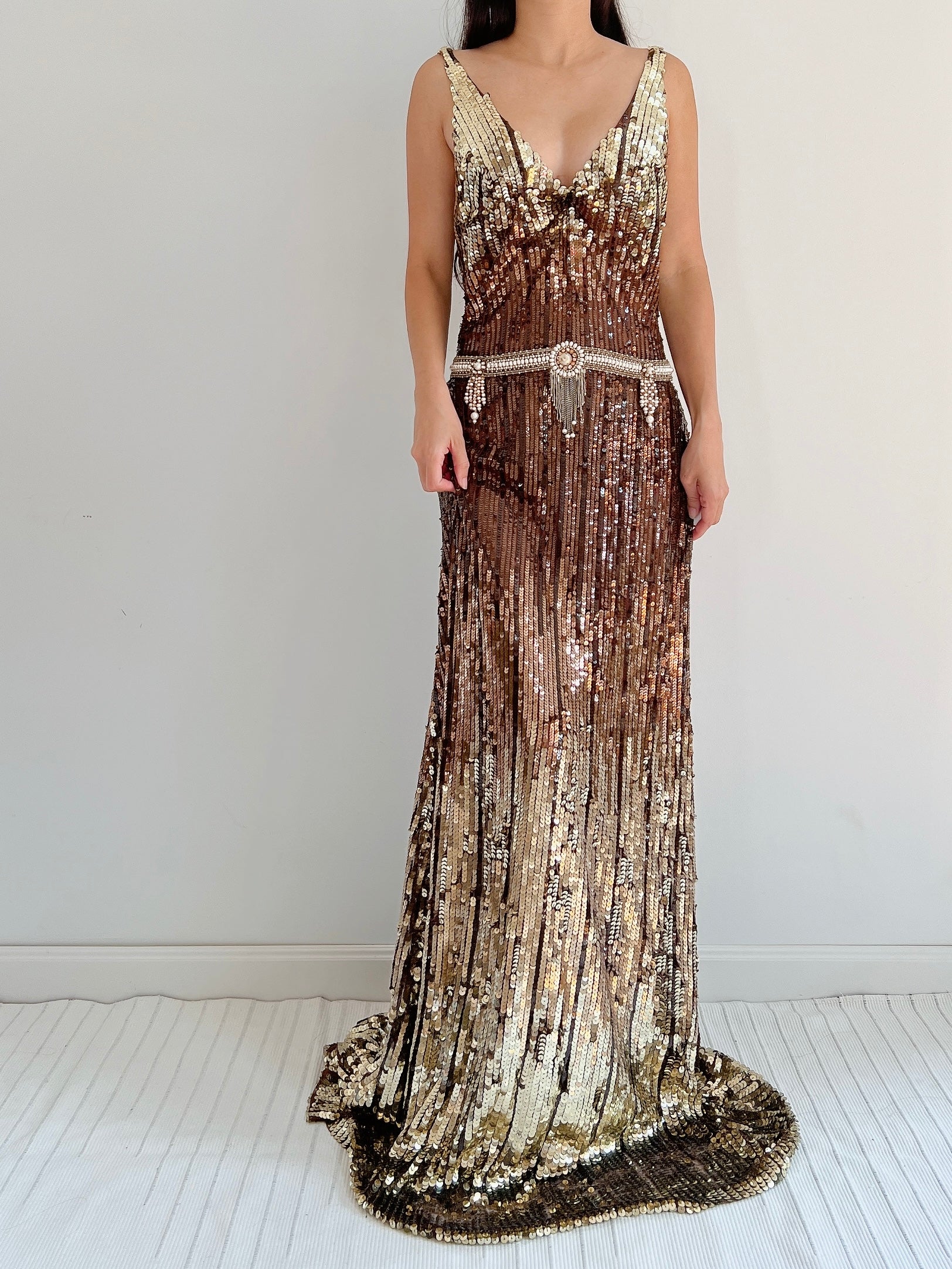 Vintage Reem Acra Sequins Ombre Gown - M