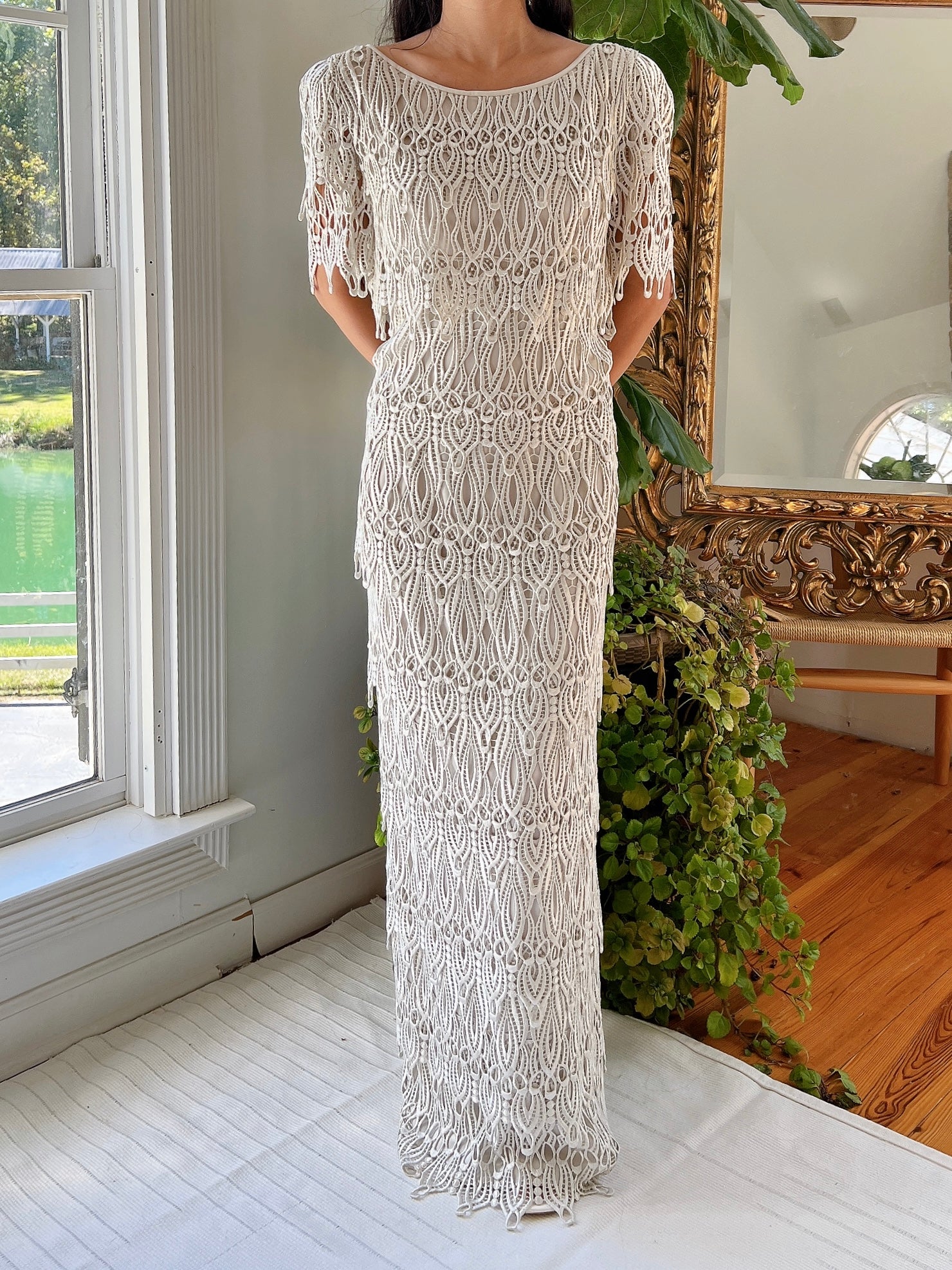 Vintage Light Gray Corded Dress - M