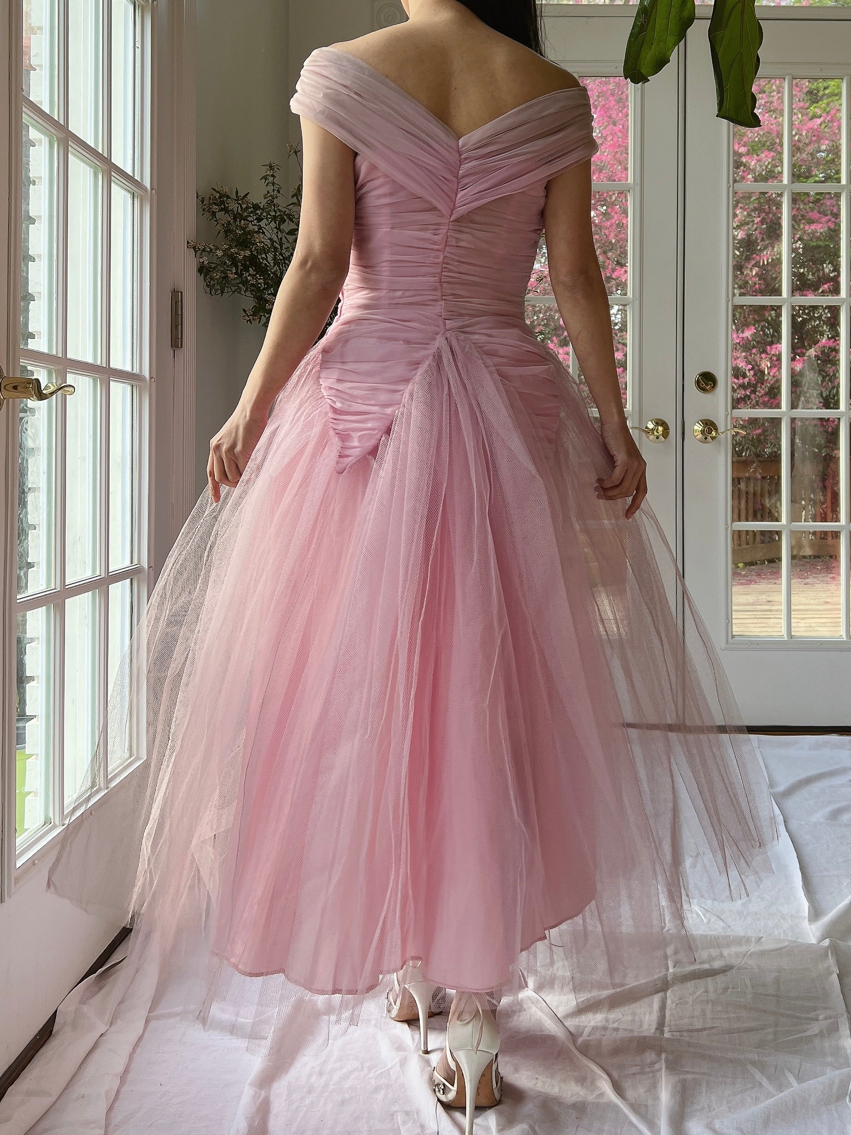 1950s Lilac Ruche Dress - XS