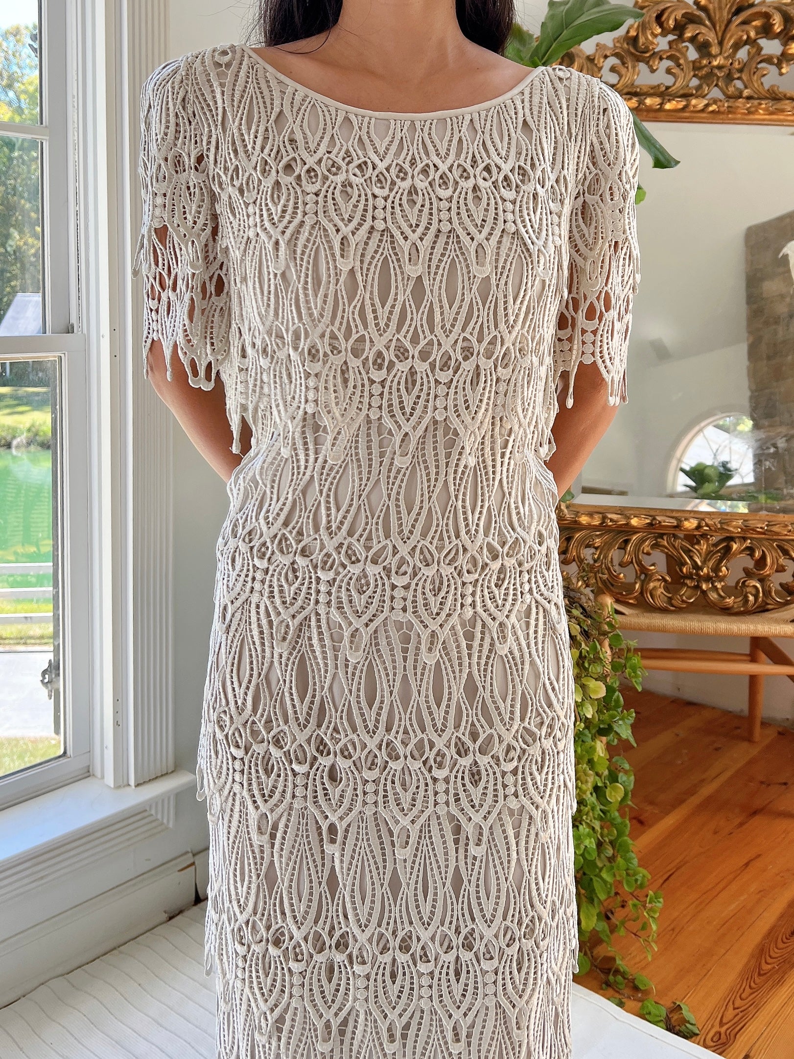 Vintage Light Gray Corded Dress - M
