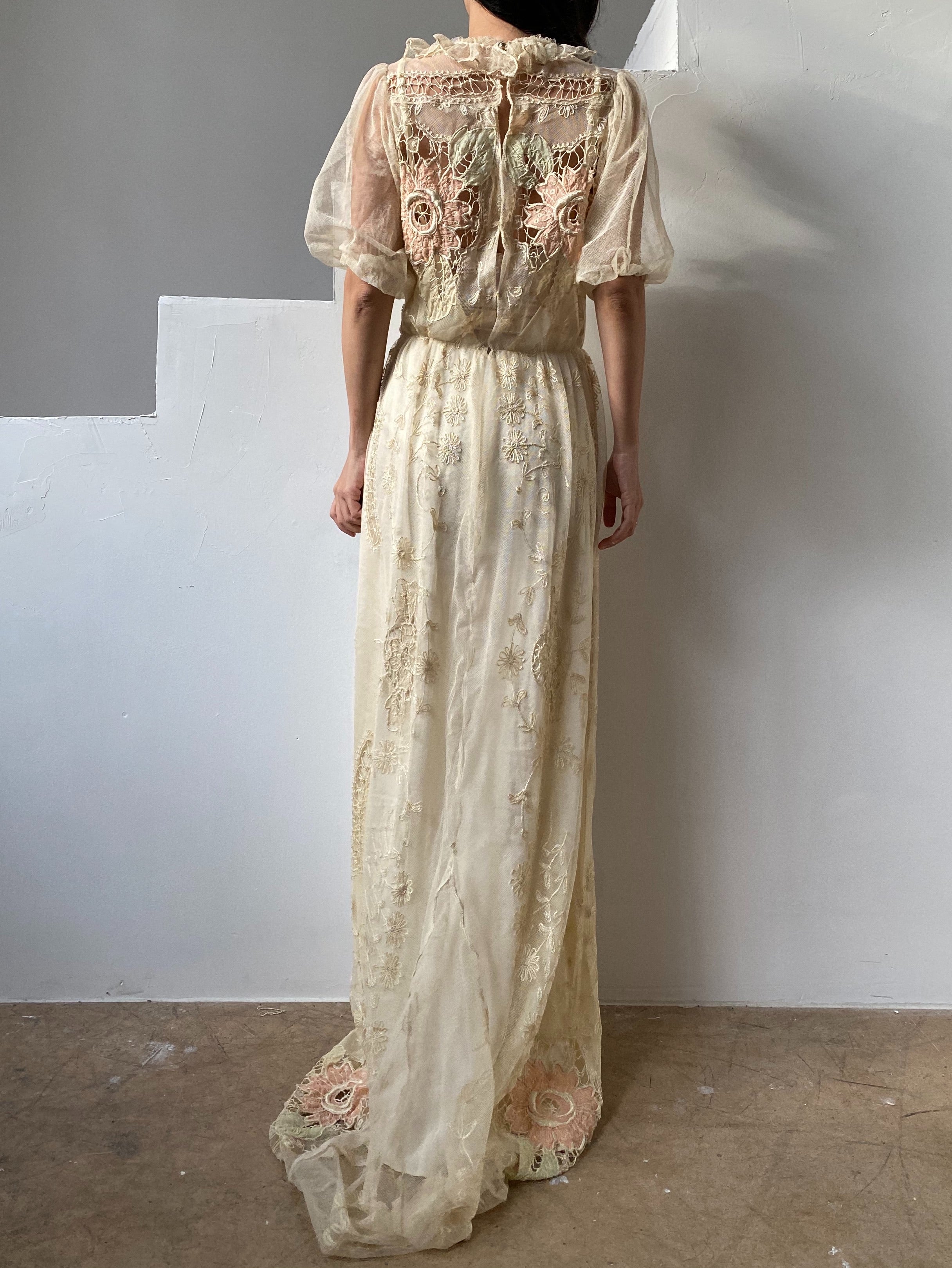 Antique Lace Tambour Gown - S
