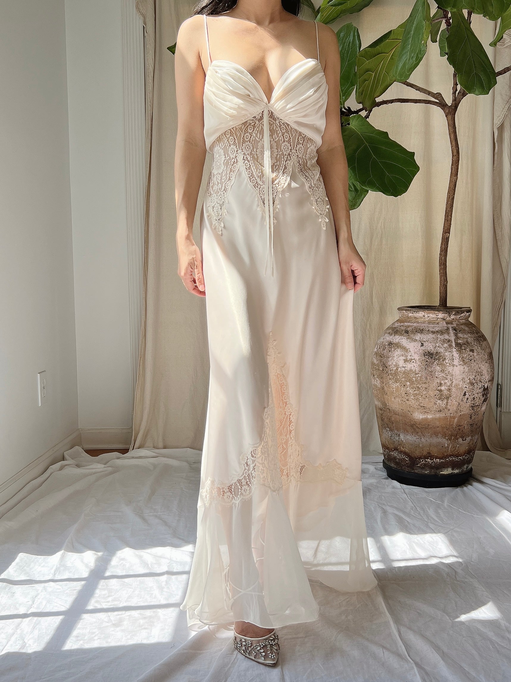 Vintage Satin Slip Dress - M