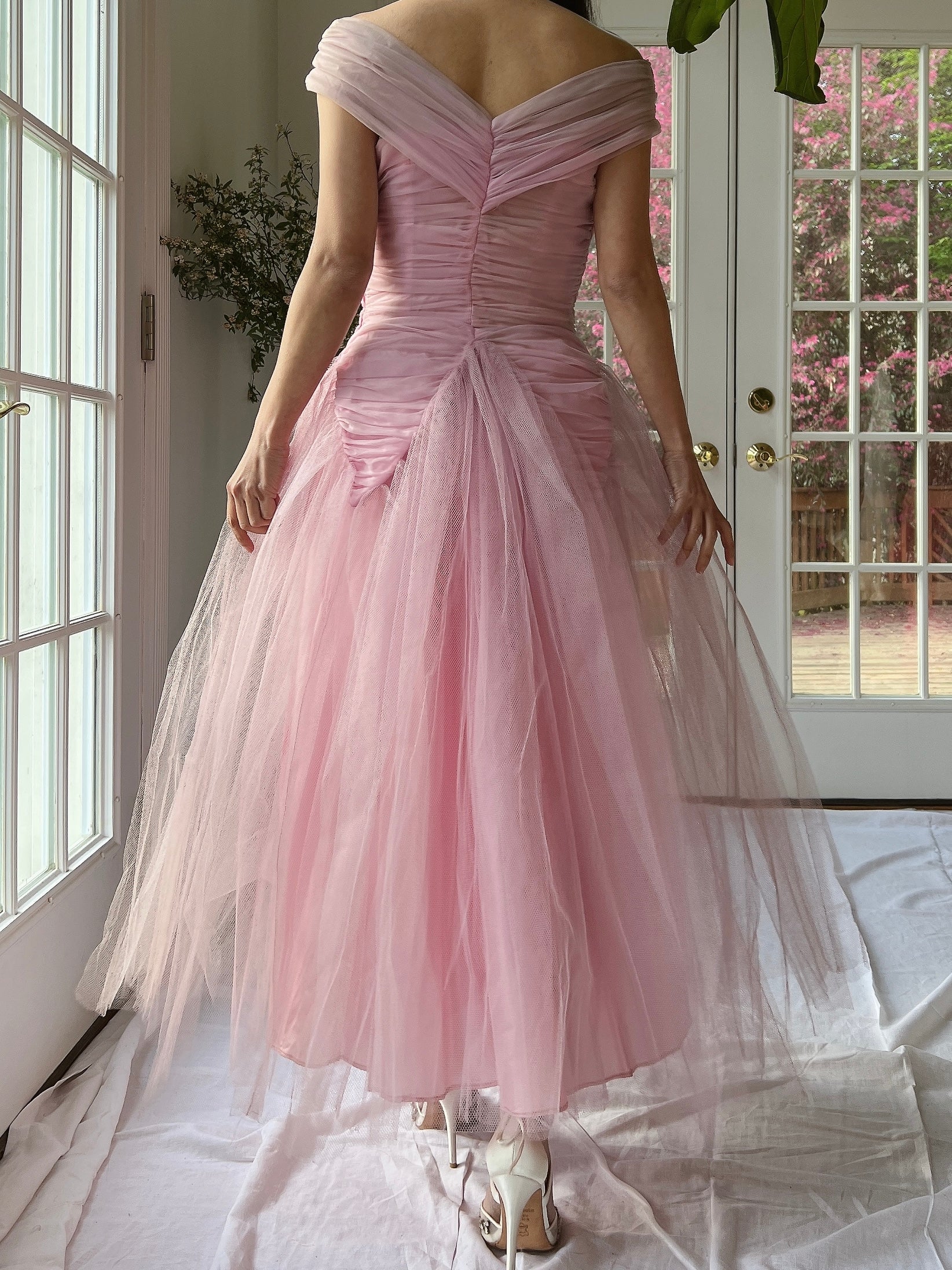 1950s Lilac Ruche Dress - XS