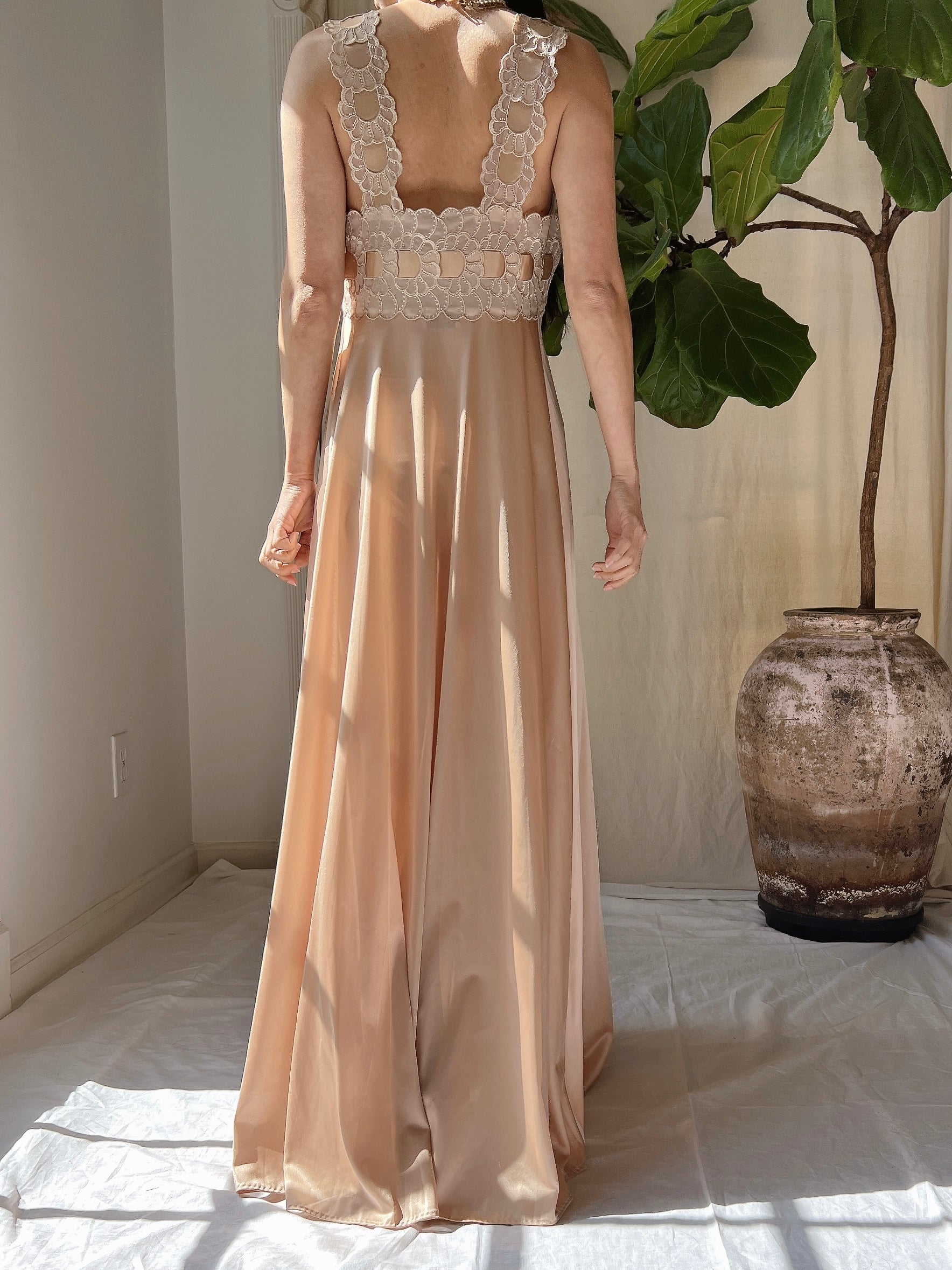 1960s Nylon Nude Slip Dress - S/M