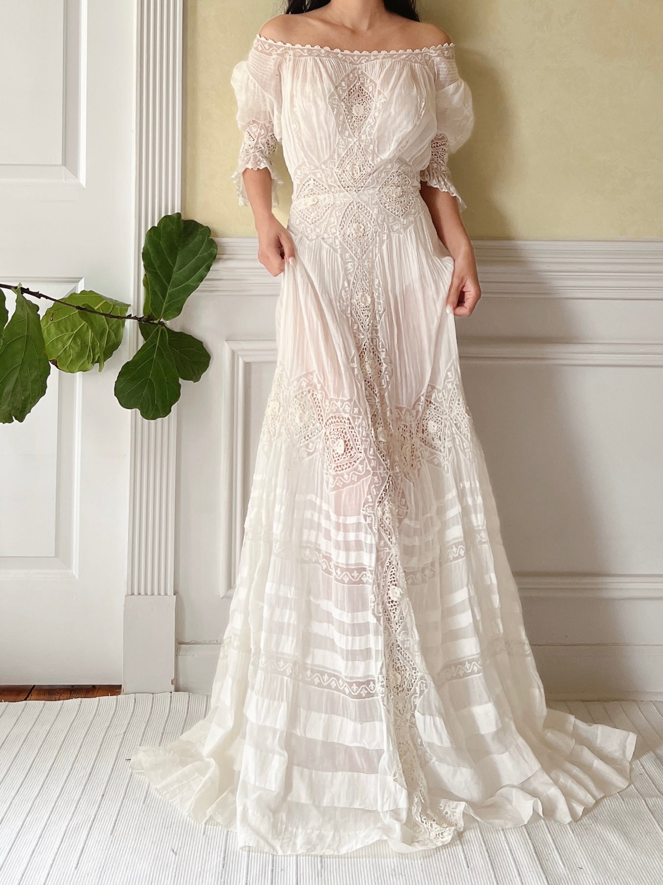 Antique Gibson Girl Cotton/Silk Gown - XS/S