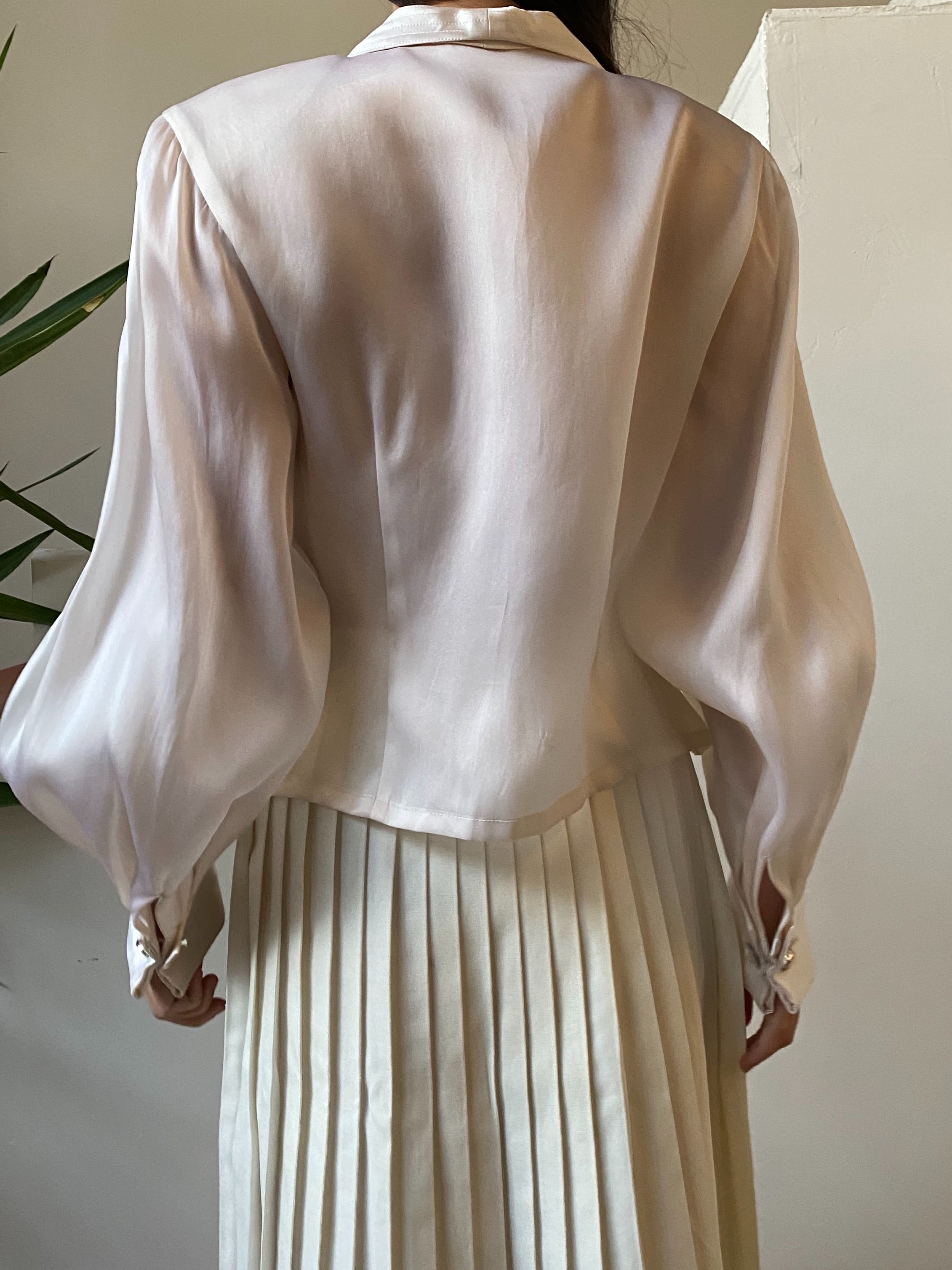 1980s Silk Organza Blazer Top - S/M