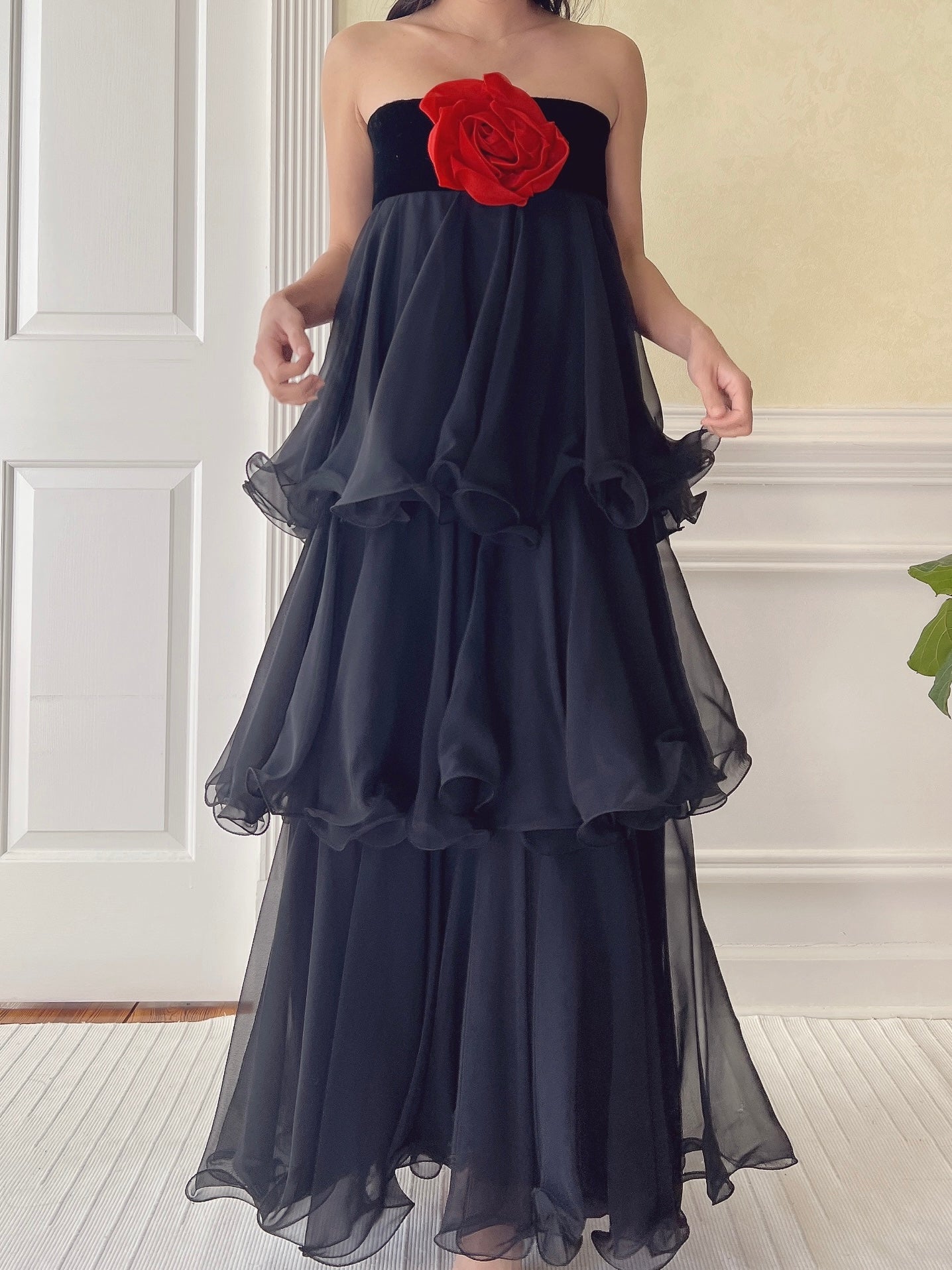 Vintage Chiffon Tiered Dress - XS