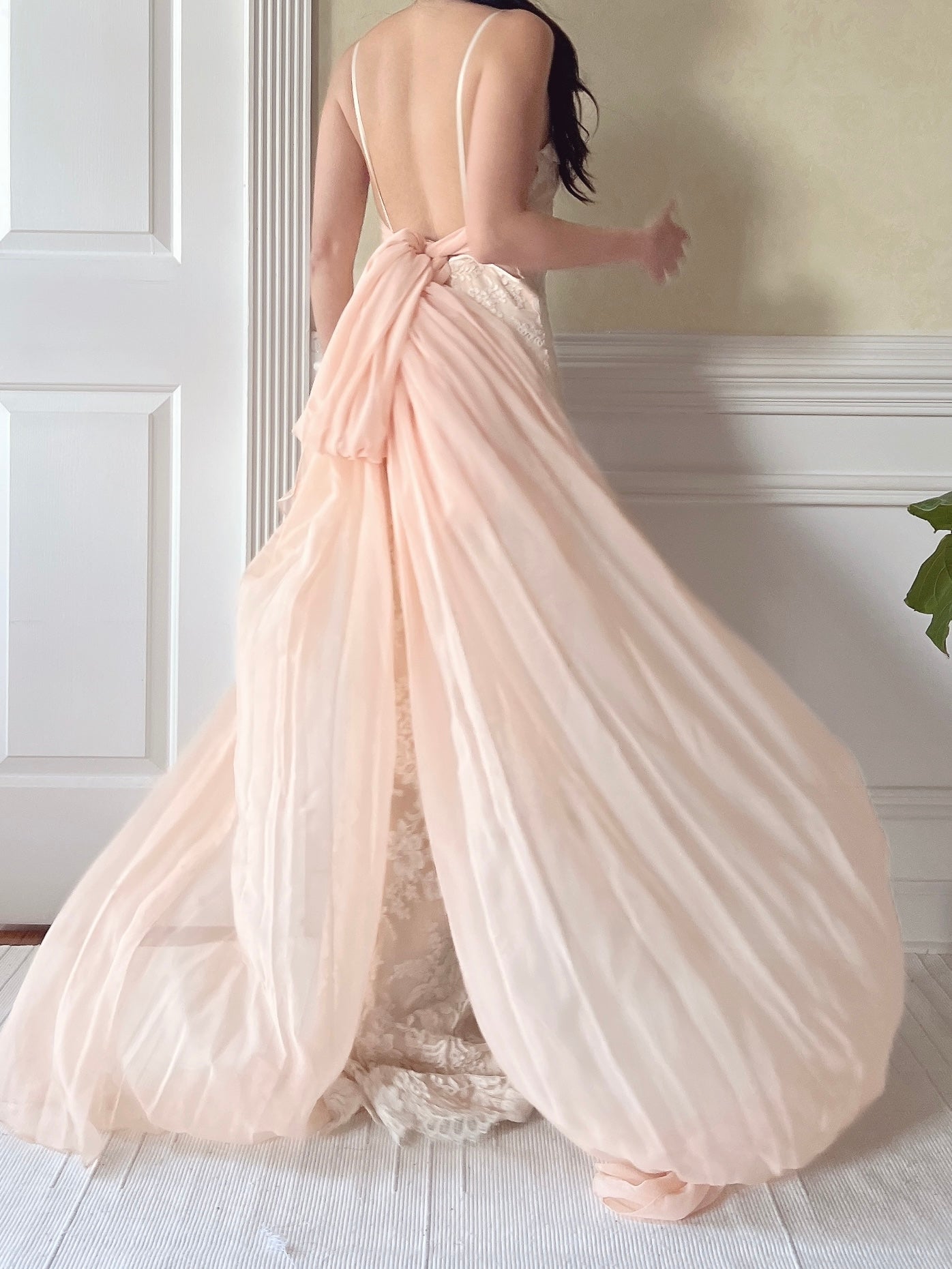 Vintage Peggy Jennings Silk and Lace Gown - S