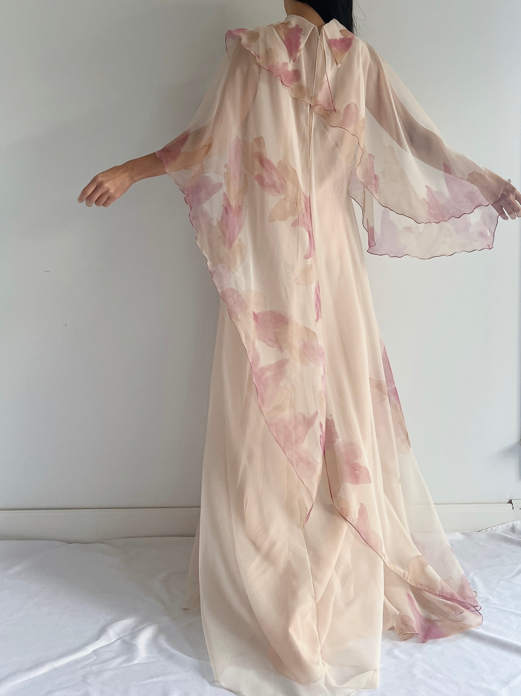 Vintage Chiffon Watercolor Gown - M
