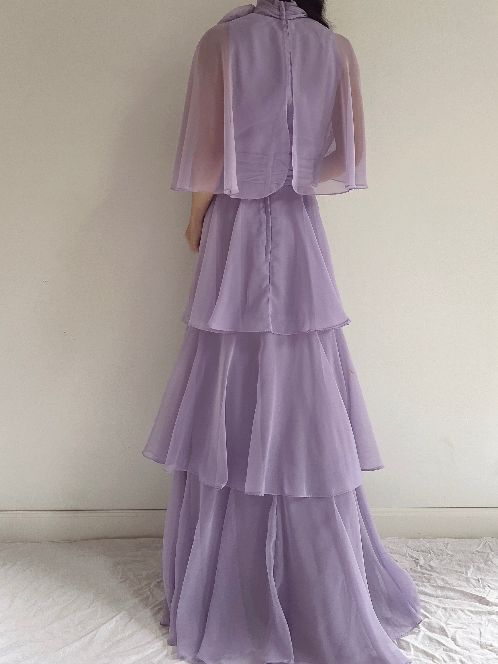 Vintage Lilac Chiffon Dress - S