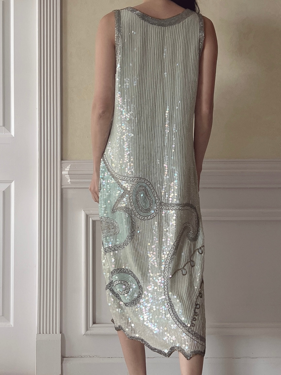 Vintage Sequins Mint Dress - S