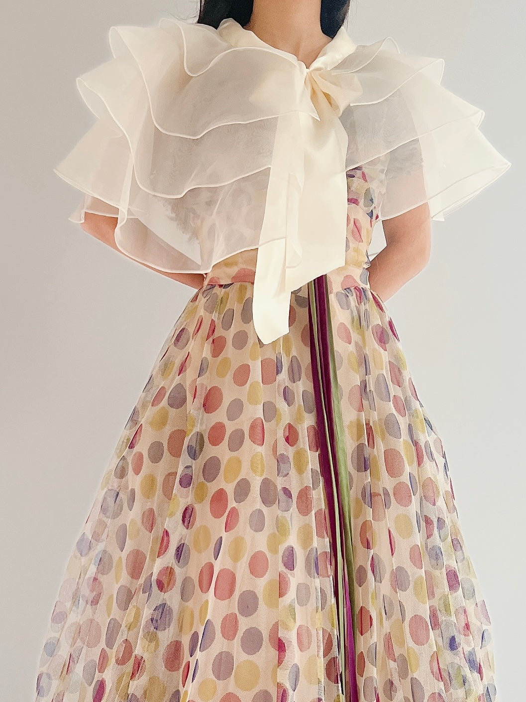 Vintage Satin Ribbon Organza Cape
