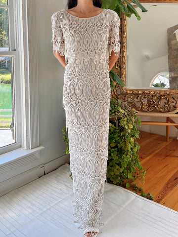 Vintage Light Gray Corded Dress - M