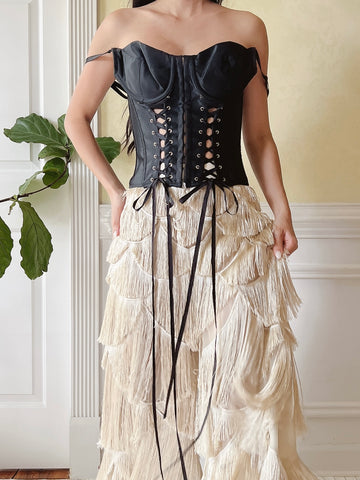 Vintage Black Corset Bustier - XS/S/34
